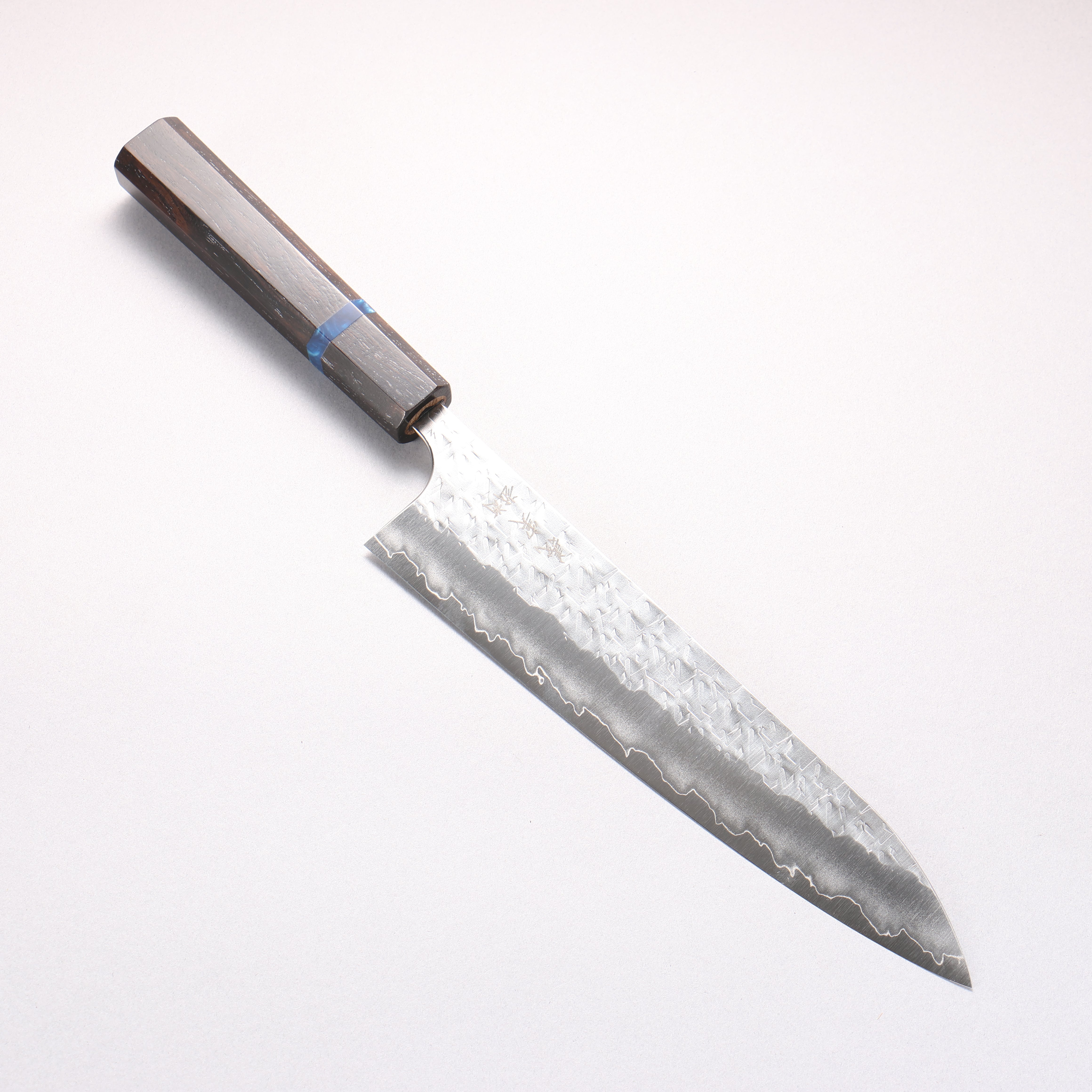 Yoshimi Kato Hyo SG2 Hammered Gyuto 210mm Ebony (Blue Ring) Handle