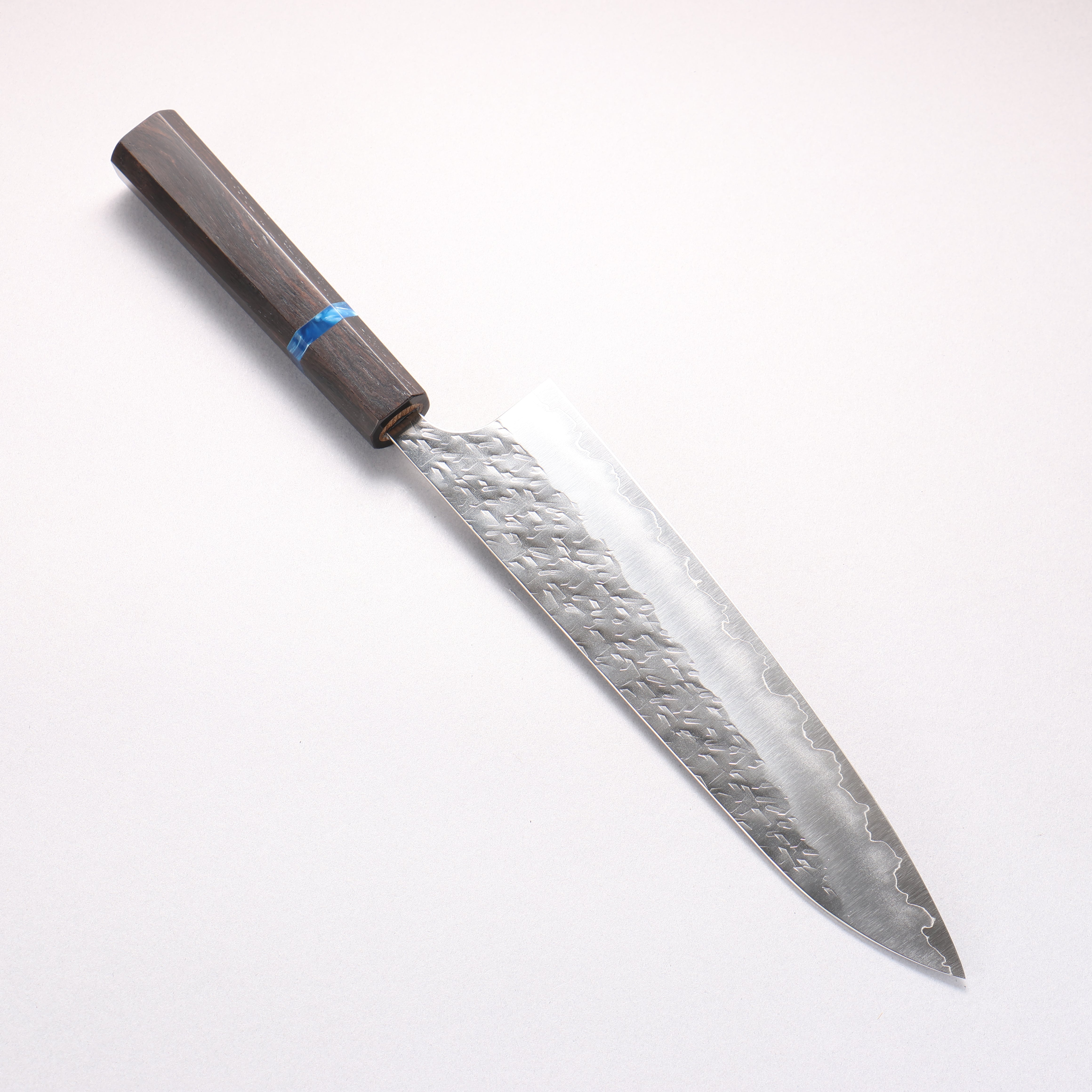 Yoshimi Kato Hyo SG2 Hammered Gyuto 210mm Ebony (Blue Ring) Handle