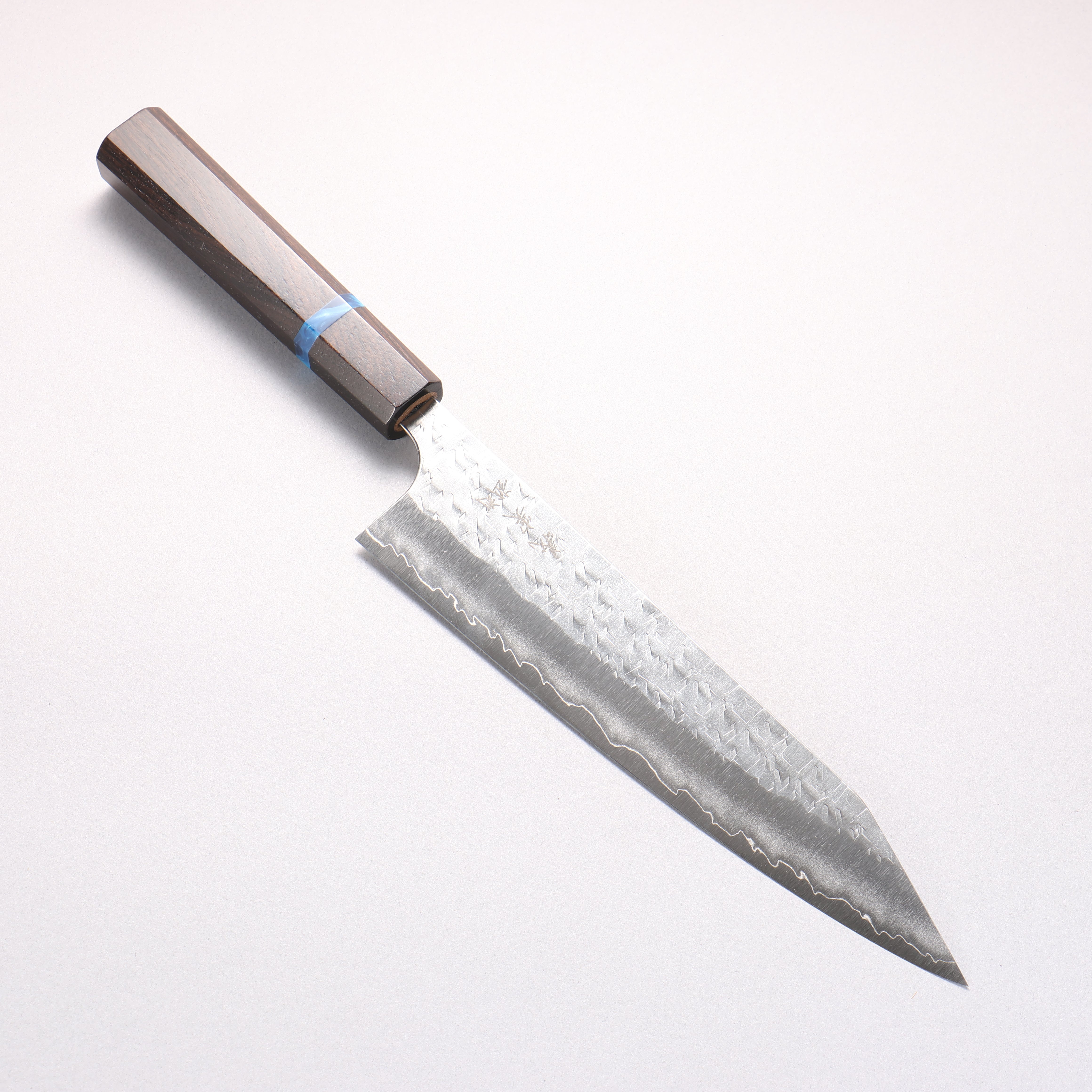 Yoshimi Kato Hyo SG2 Hammered Kiritsuke Gyuto 210mm Ebony (Blue Ring) Handle