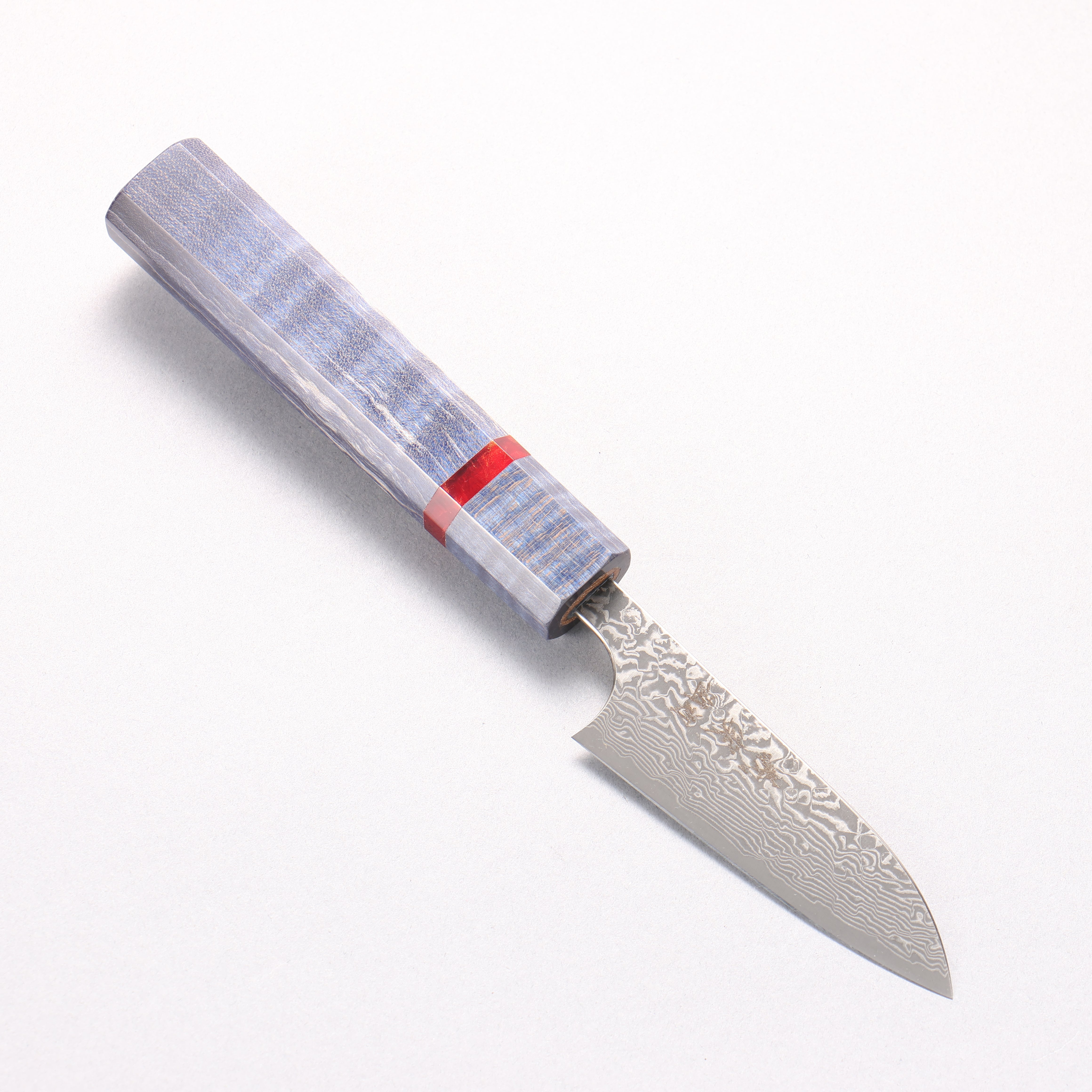 Yoshimi Kato VG10 Black Damascus Petty-Utility 80mm Blue Stabilized Wood (With Red Ring) Handle