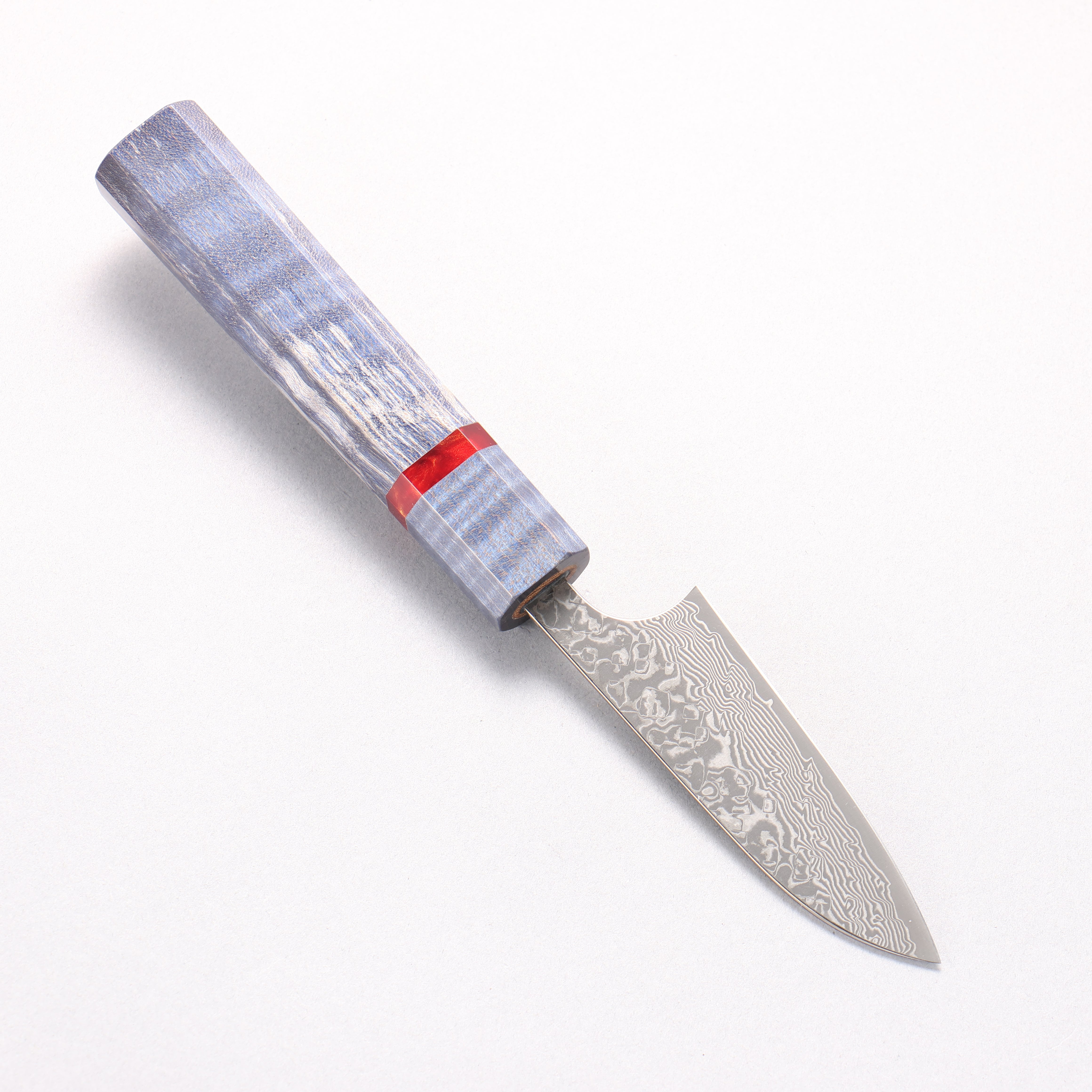 Yoshimi Kato VG10 Black Damascus Petty-Utility 80mm Blue Stabilized Wood (With Red Ring) Handle