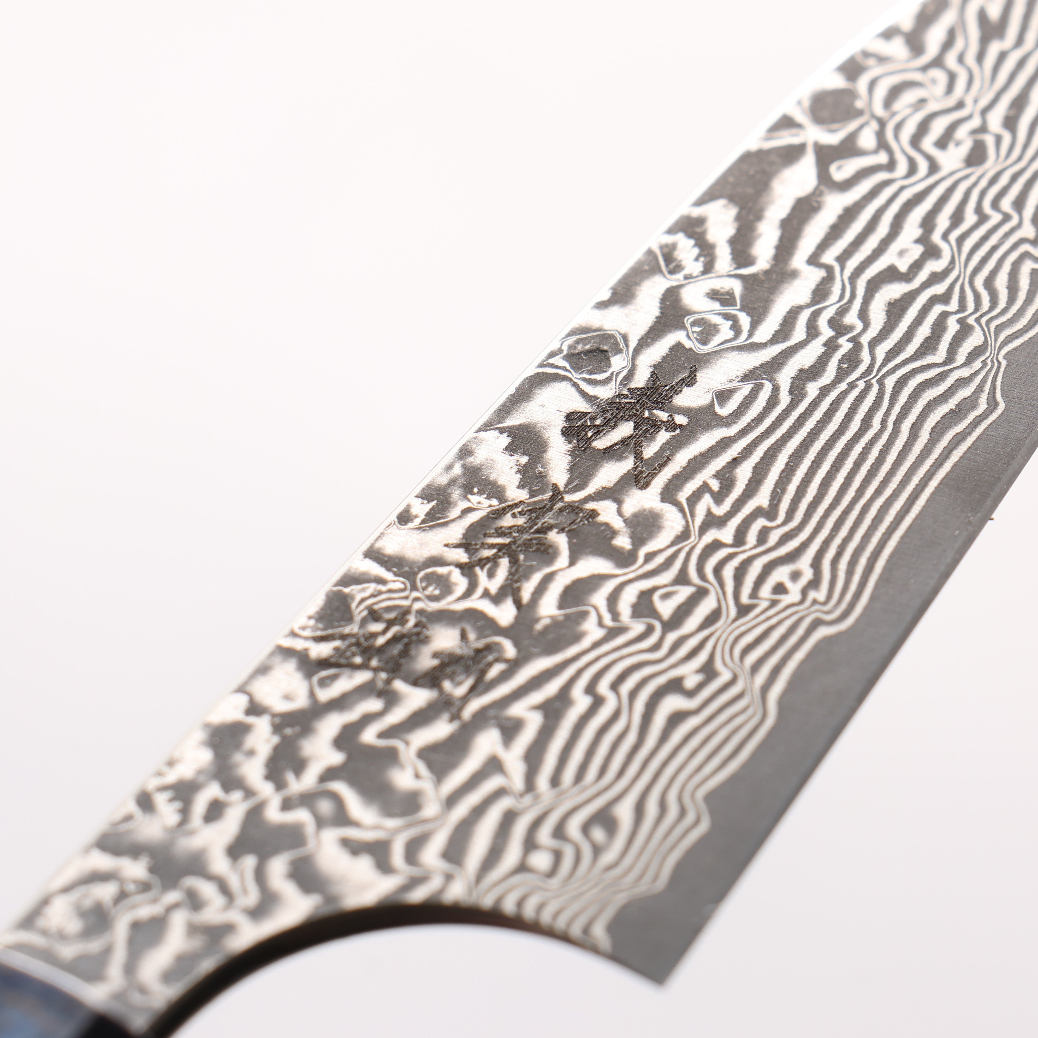 Yoshimi Kato VG10 Black Damascus Petty-Utility 80mm Blue Stabilized Wood (With Red Ring) Handle