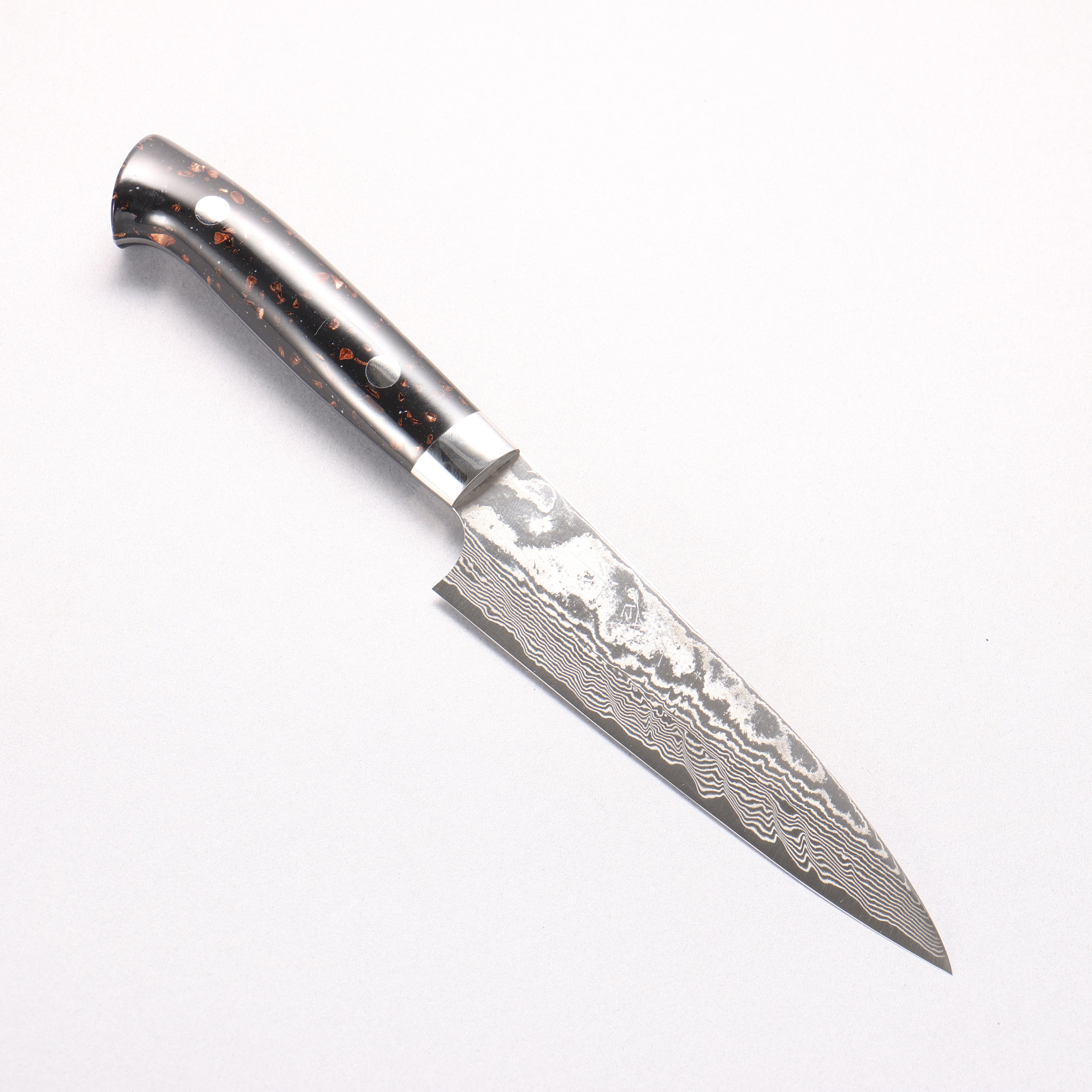 Takeshi Saji SPG STRIX Damascus Petty-Utility 130mm Black/Brown Corian Handle