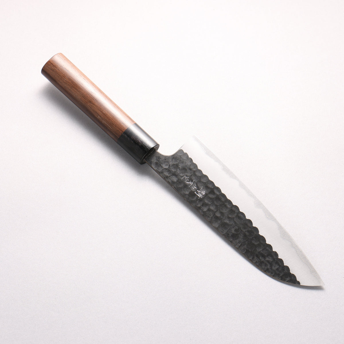Anryu Blue Super Hammered Kurouchi Santoku 165mm Shitan Handle - Seisuke Knife