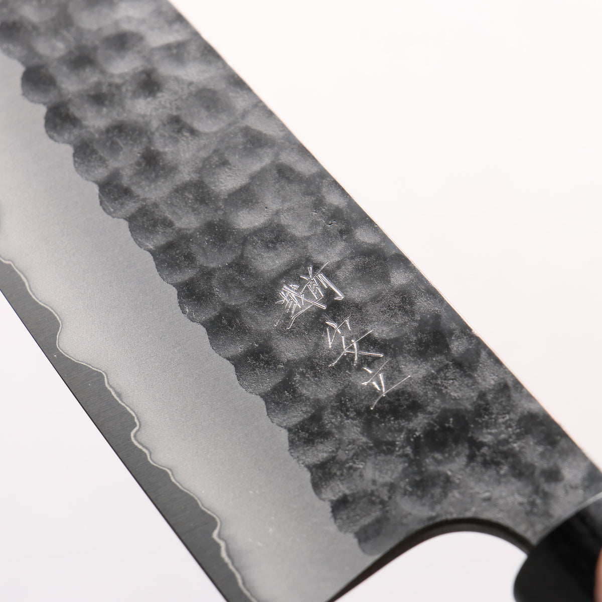 Anryu Blue Super Hammered Kurouchi Santoku 165mm Shitan Handle - Seisuke Knife