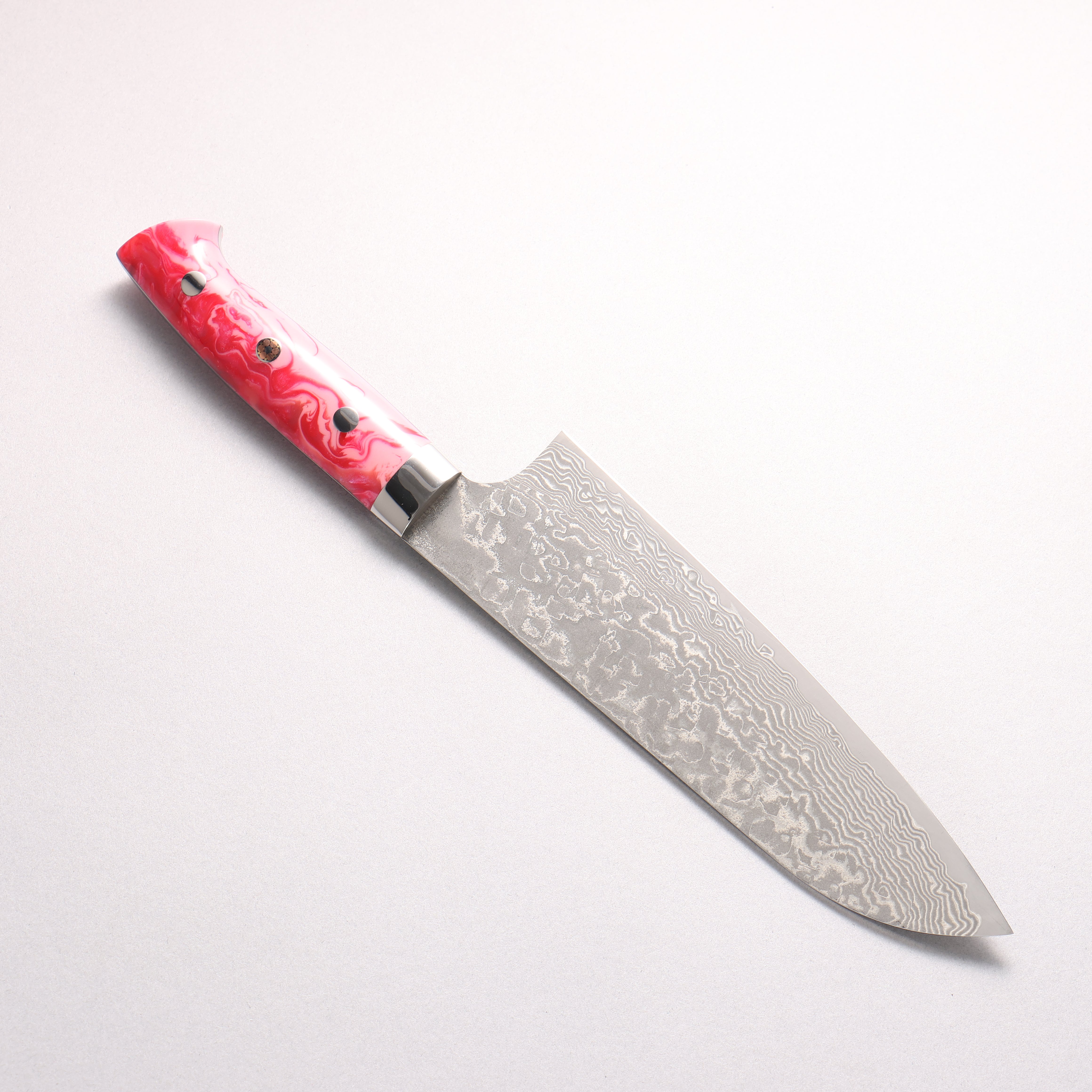 Takeshi Saji SG2 Black Damascus Santoku 180mm Pink Marble Acrylic Handle