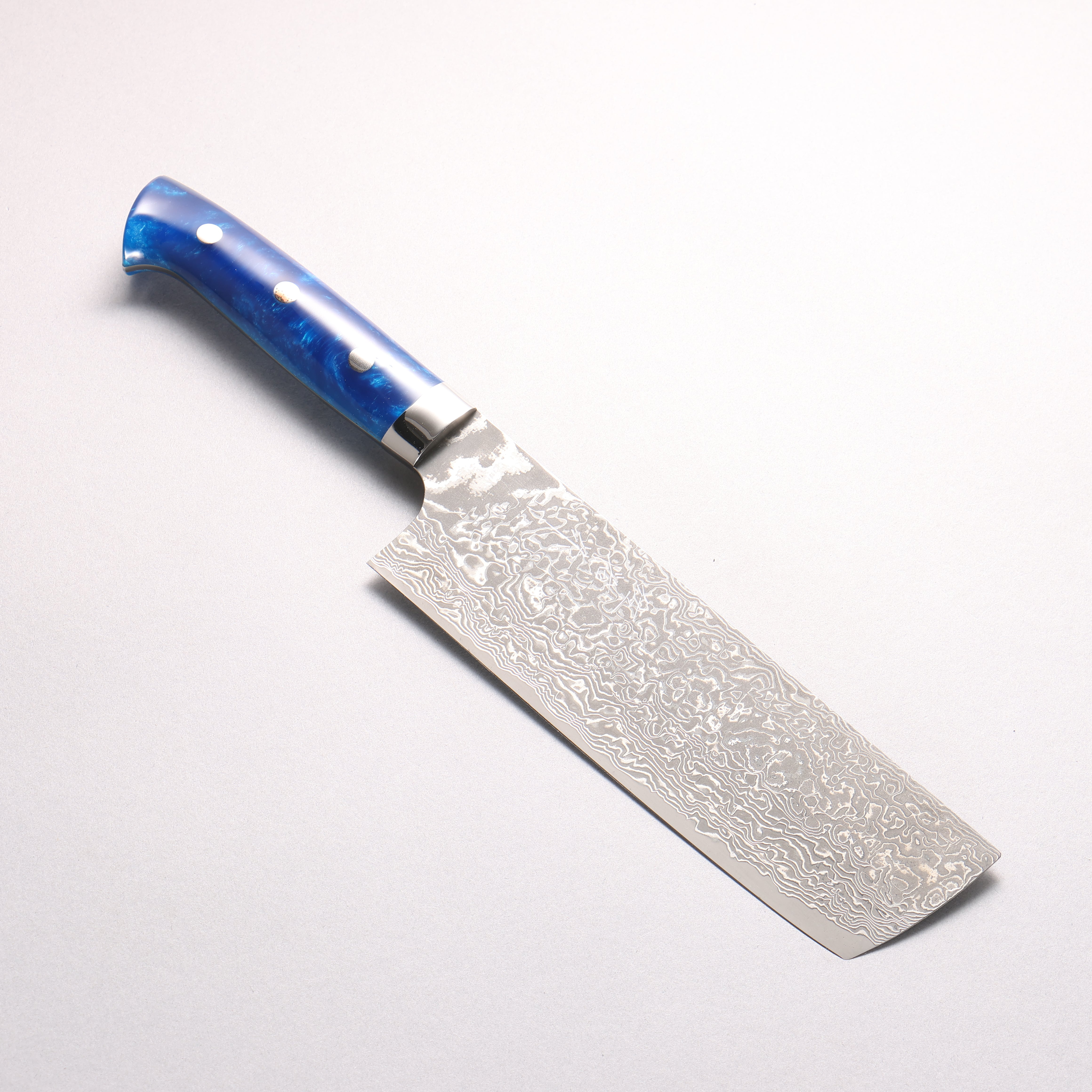 Takeshi Saji SG2 Black Damascus Nakiri 165mm Blue Marble Acrylic Handle
