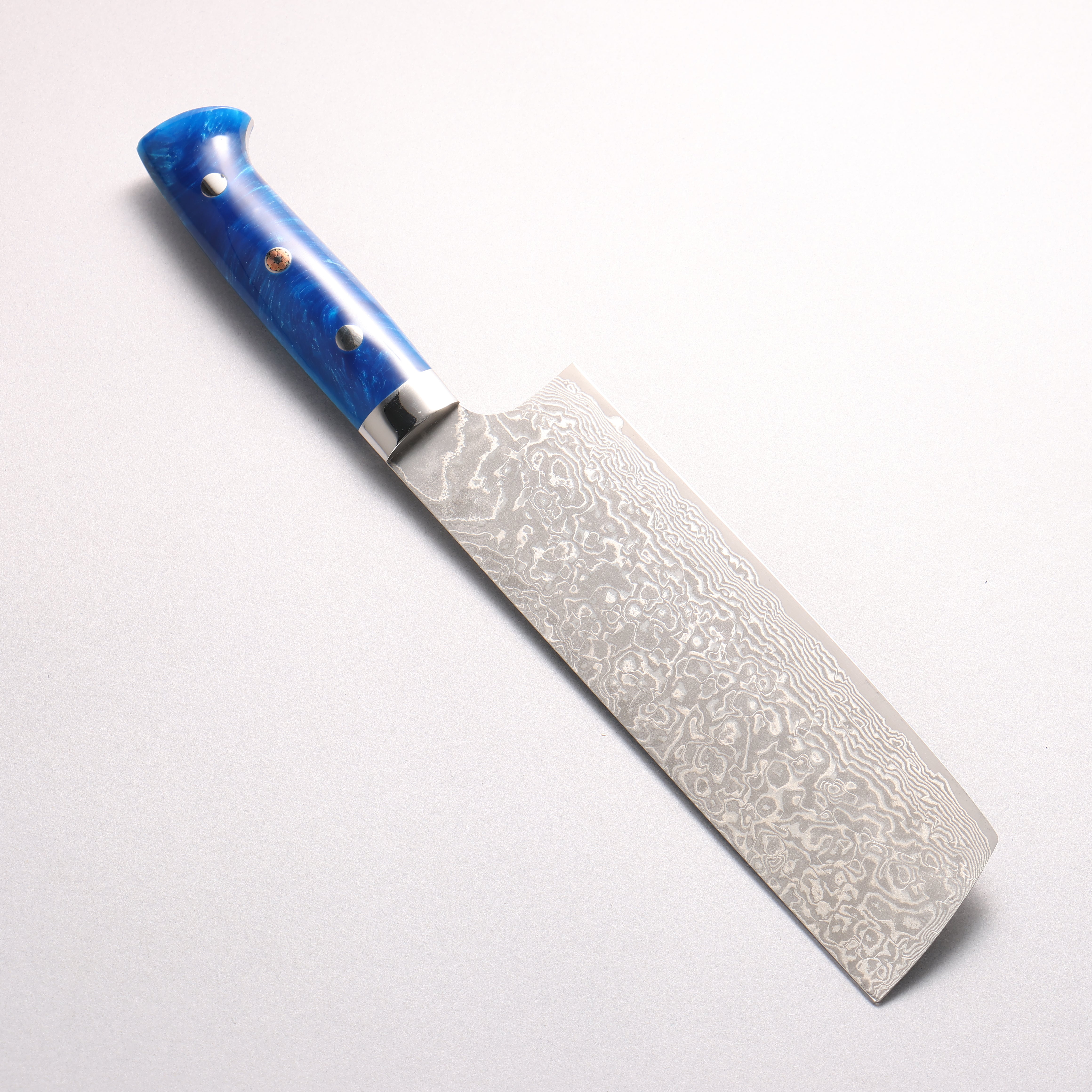 Takeshi Saji SG2 Black Damascus Nakiri 165mm Blue Marble Acrylic Handle