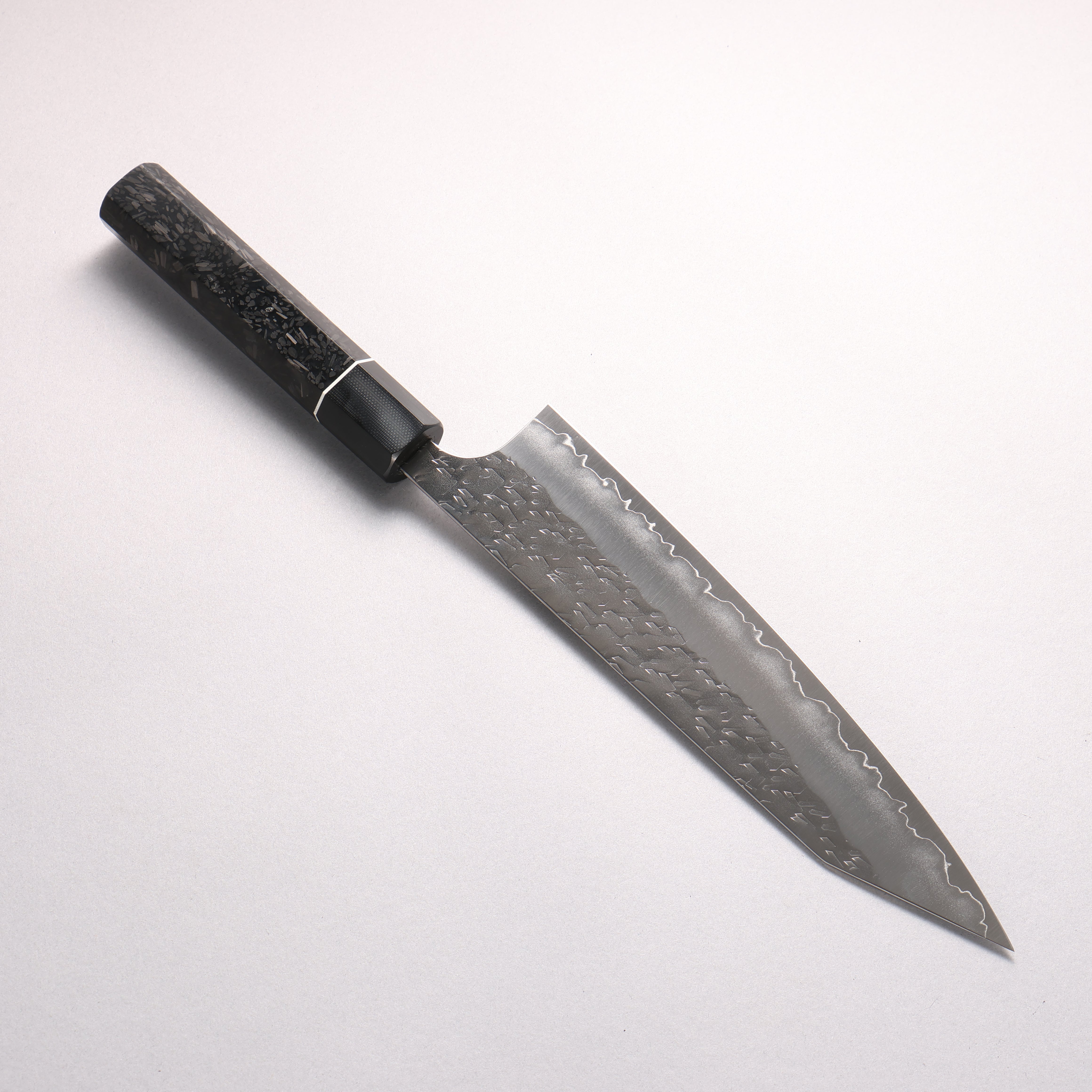 Yoshimi Kato Hyo SG2 Hammered Kiritsuke Gyuto 210mm Carbon Fiber (ferrule: G10) Handle