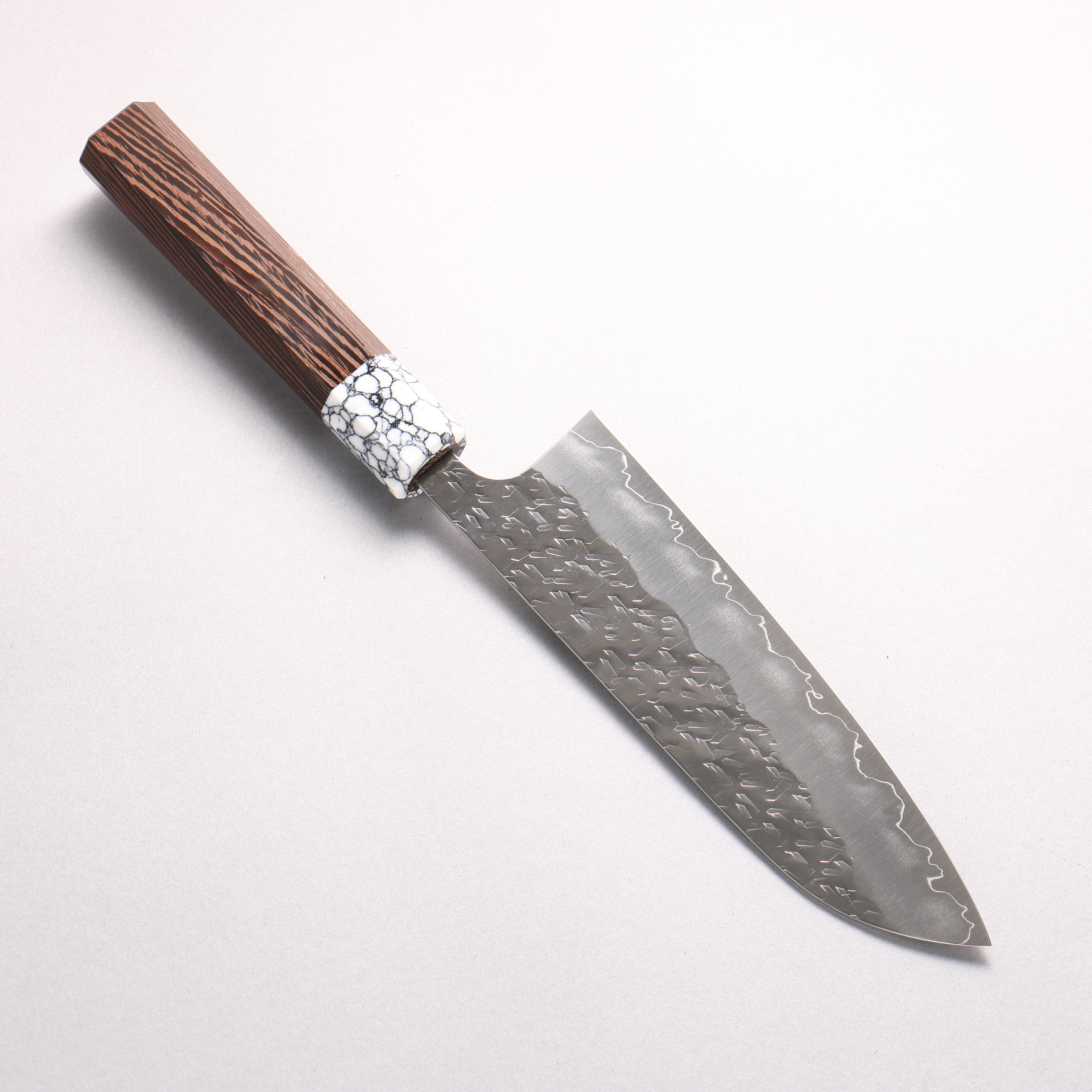 Yoshimi Kato Hyo SG2 Hammered Santoku 170mm Wenge (ferrule: White Turquoise) Handle