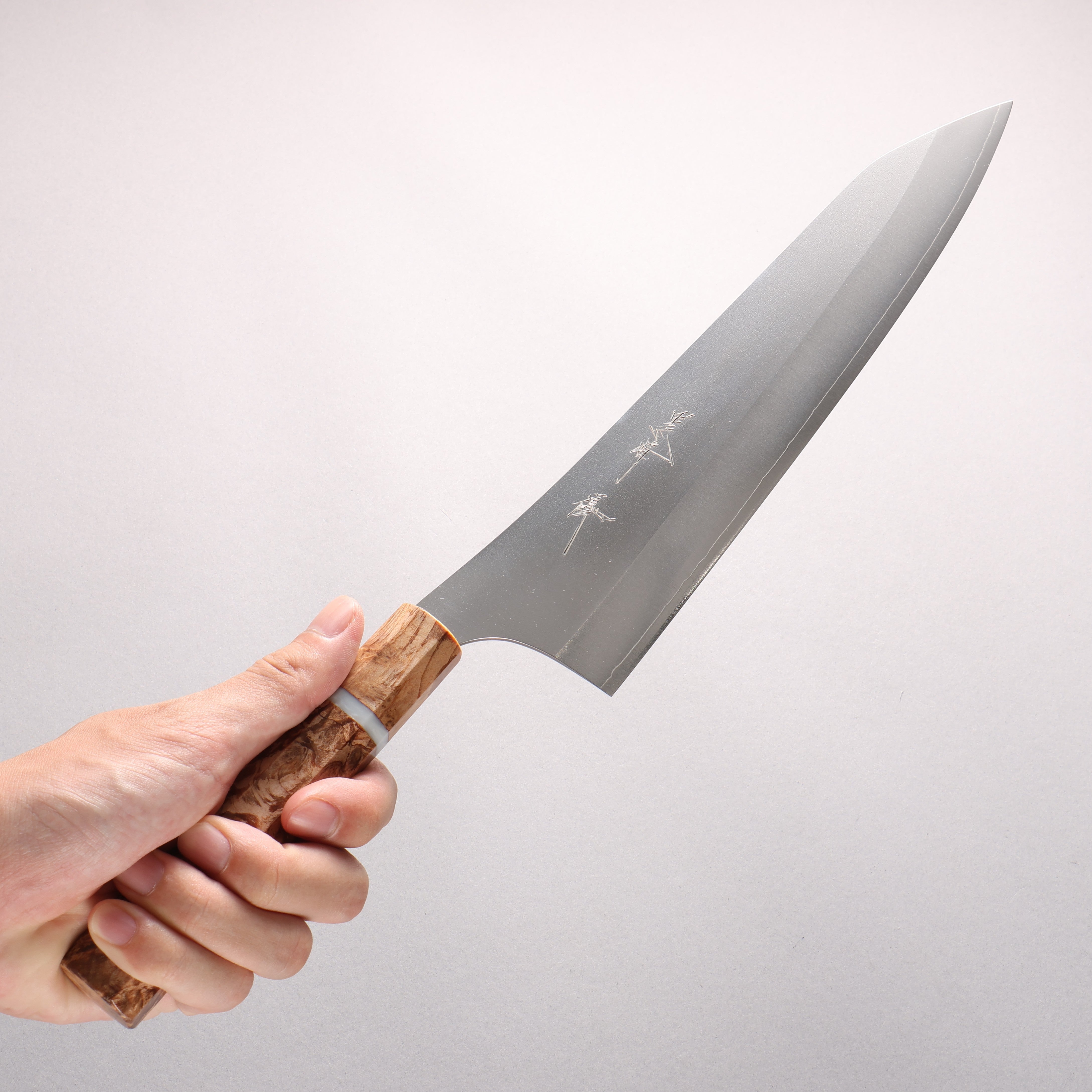 Yu Kurosaki Gekko VG-XEOS Gyuto 240mm Brown Stabilized Wood (White Ring) Handle