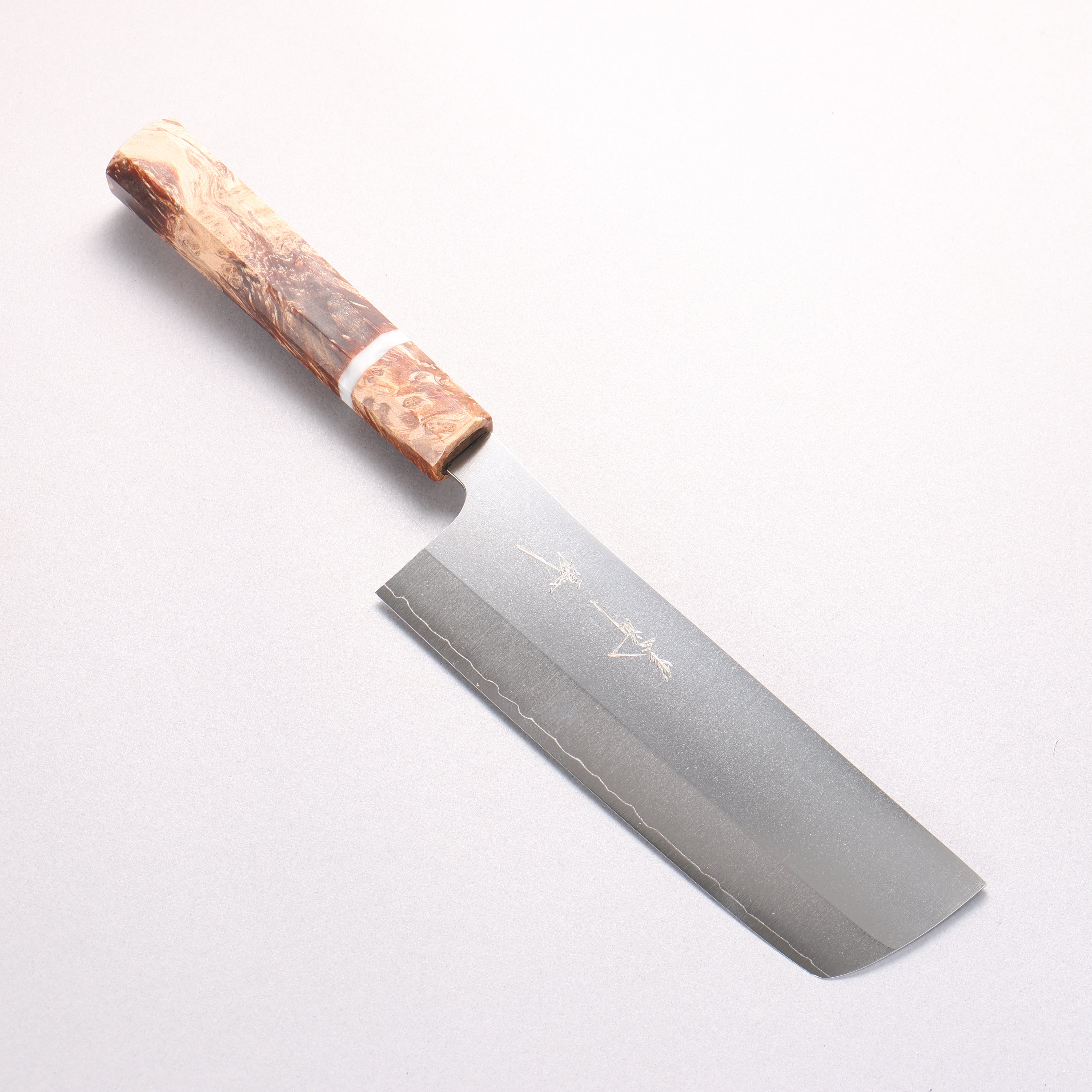 Yu Kurosaki Gekko VG-XEOS Nakiri 165mm Brown Stabilized Wood (White Ring) Handle