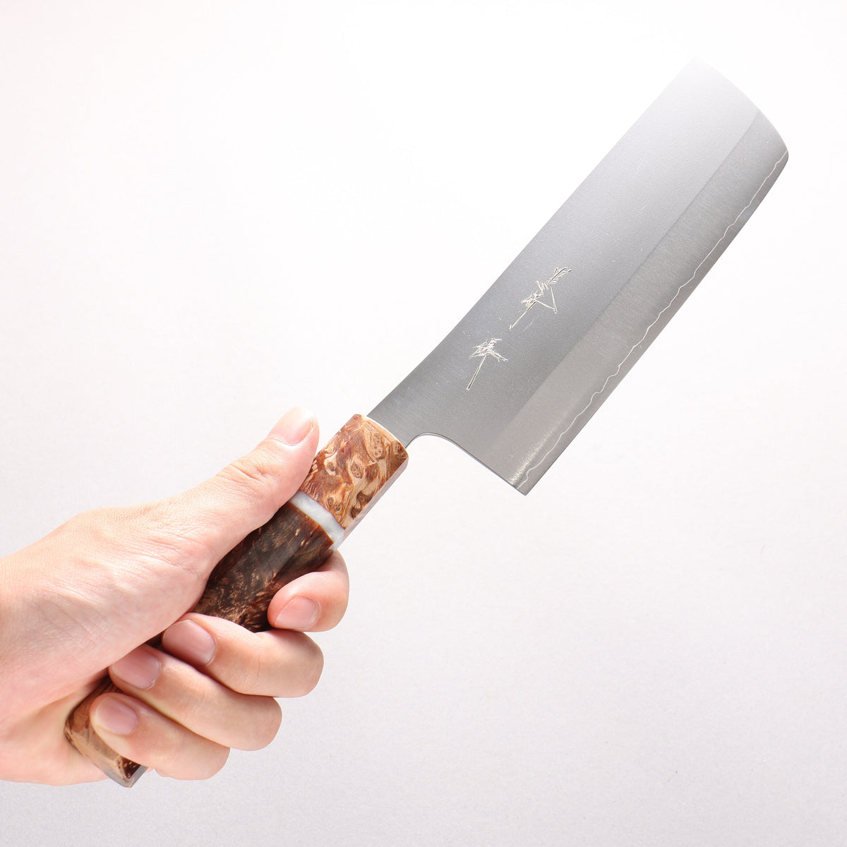 Yu Kurosaki Gekko VG-XEOS Nakiri 165mm Brown Stabilized Wood (White Ring) Handle