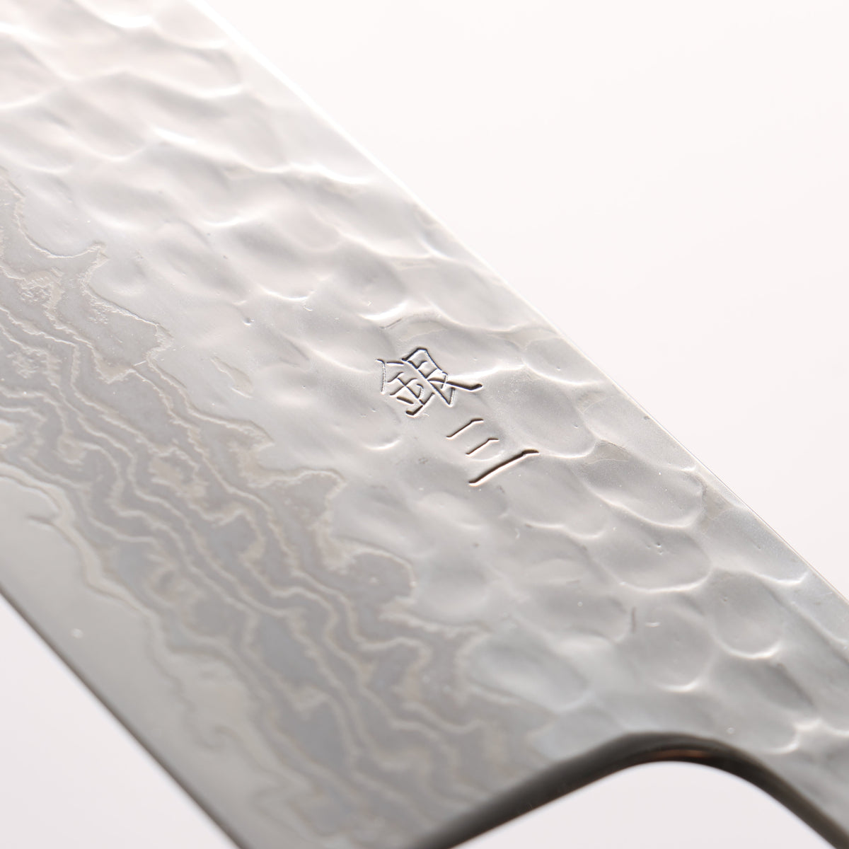 Oul Silver Steel No.3 Hammered Damascus Moon White Santoku 165mm Mahogany Pakka wood Handle