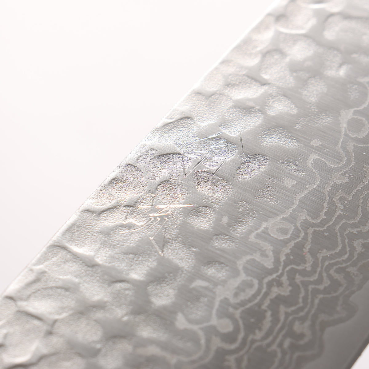 Oul Silver Steel No.3 Hammered Damascus Santoku 165mm Burnt Oak (Lacquered) Handle