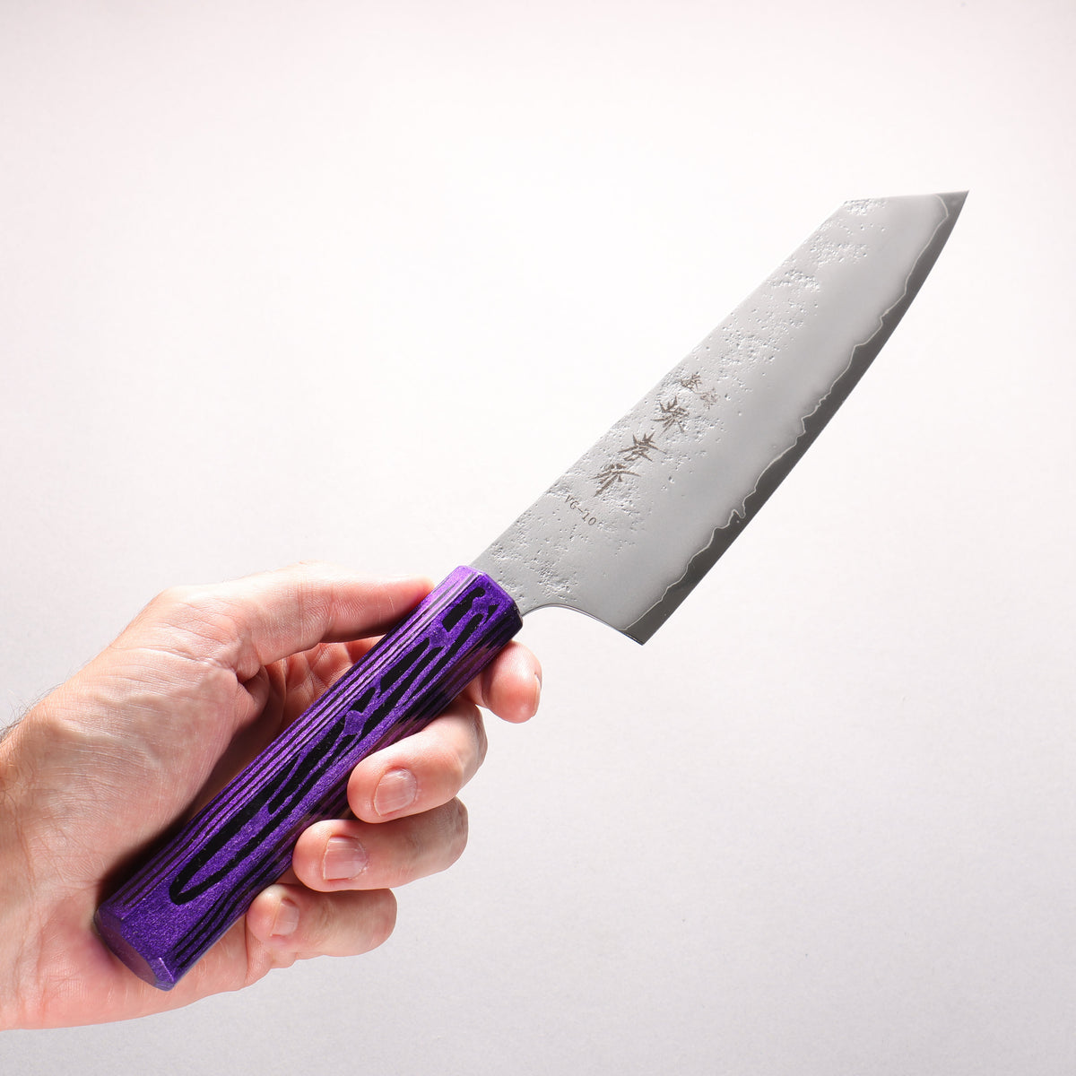 Sakai Takayuki Saikou VG10 Nashiji Kengata Gyuto 190mm Brilliant Purple Lacquer Color Handle
