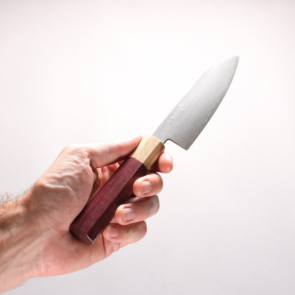 Fukube VG10 16 Layer Damascus Santoku 130mm Purple Heart Handle