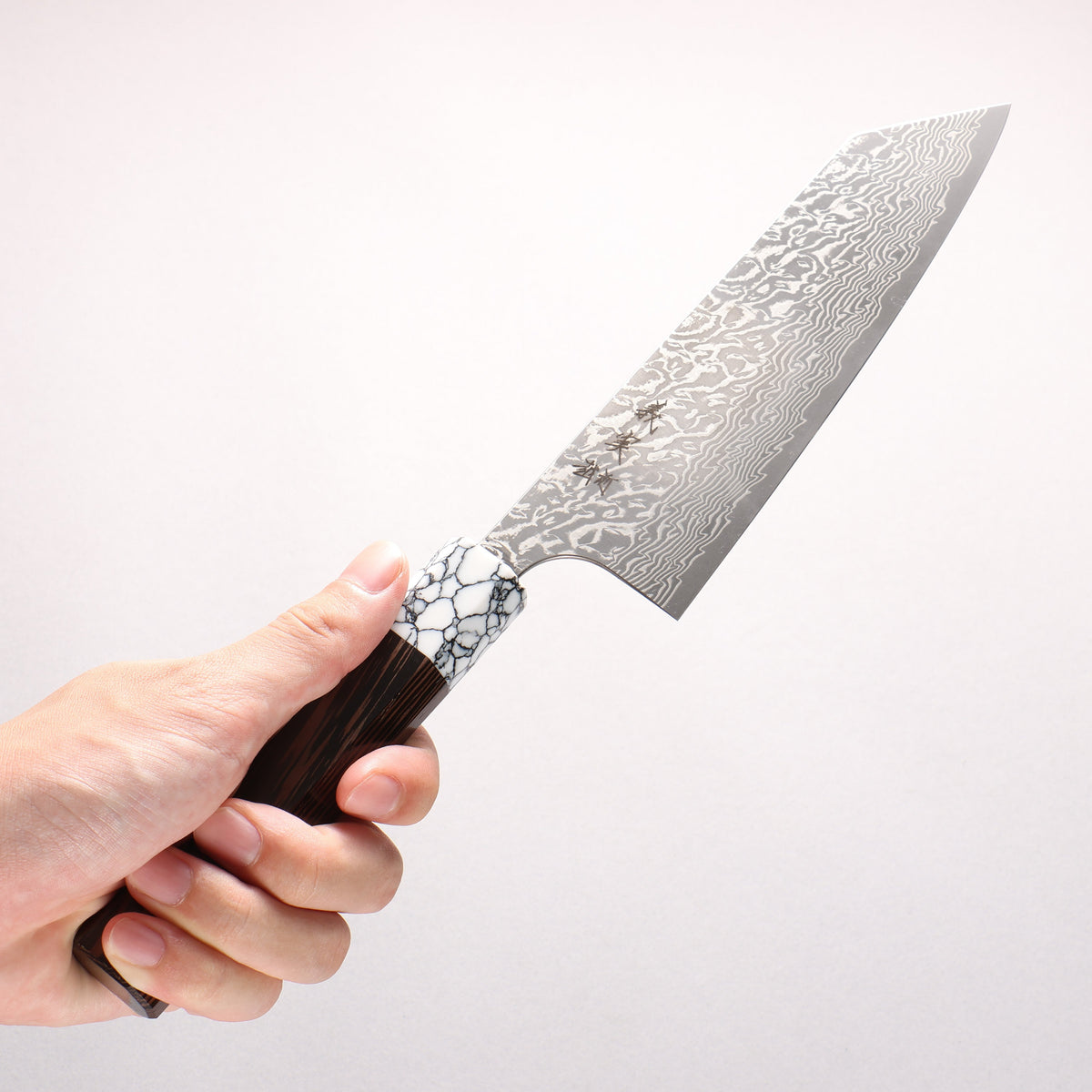 Yoshimi Kato VG10 Black Damascus Bunka 170mm Wenge (ferrule: White Turquoise) Handle