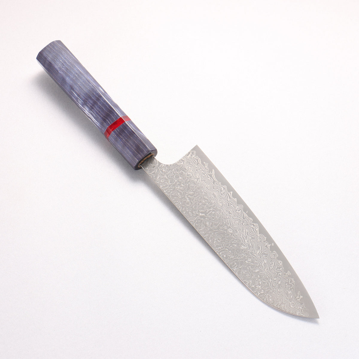 Yoshimi Kato VG10 Black Damascus Santoku 170mm Blue Stabilized Wood (With Red Ring) Handle