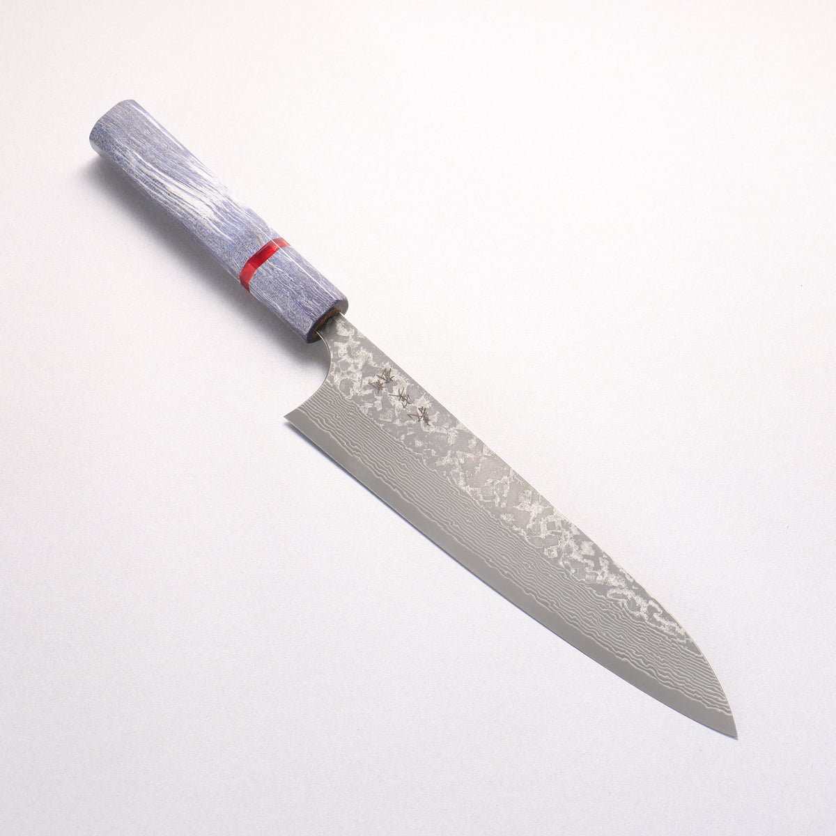 Yoshimi Kato VG10 Black Damascus Gyuto 210mm Blue Stabilized Wood (With Red Ring) Handle