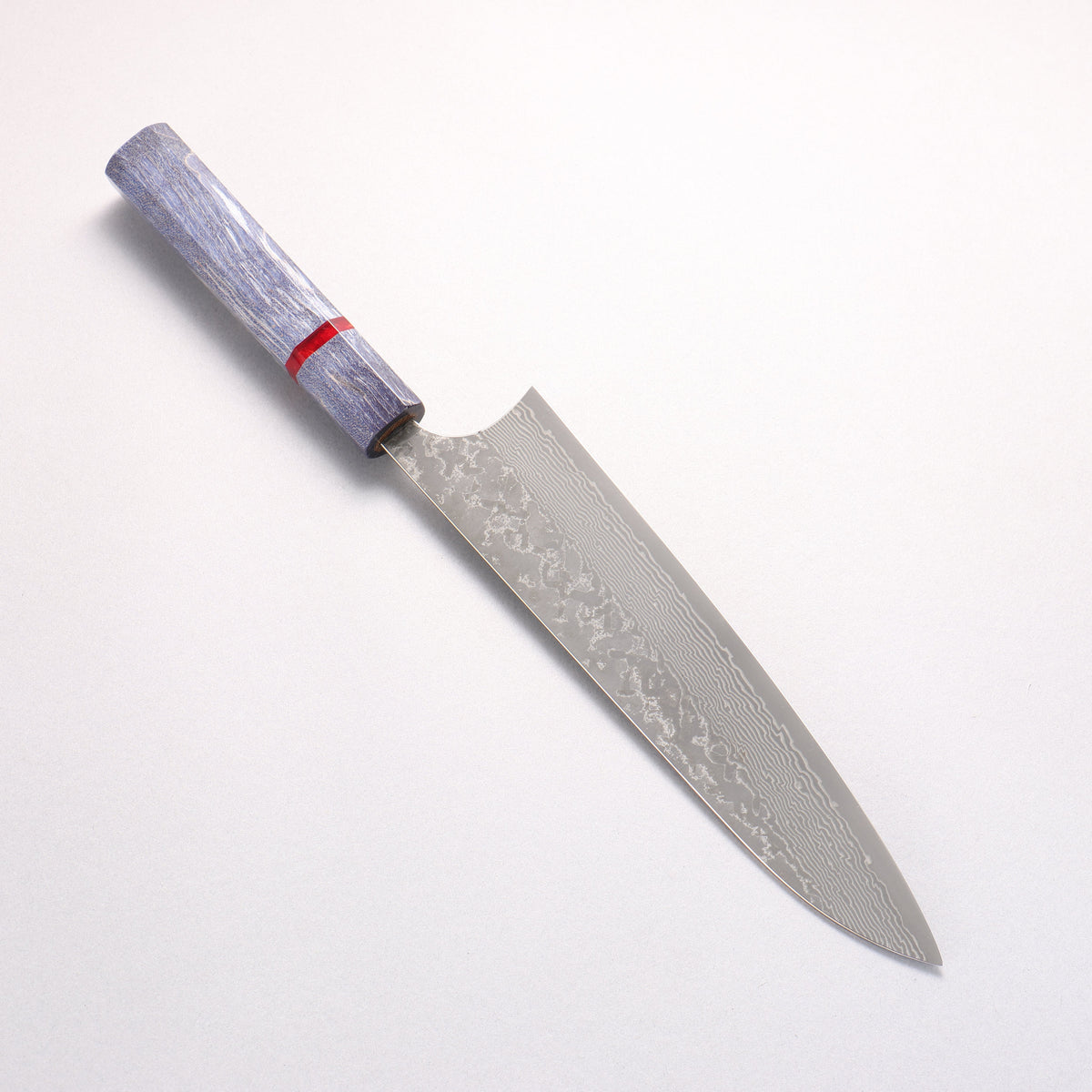 Yoshimi Kato VG10 Black Damascus Gyuto 210mm Blue Stabilized Wood (With Red Ring) Handle