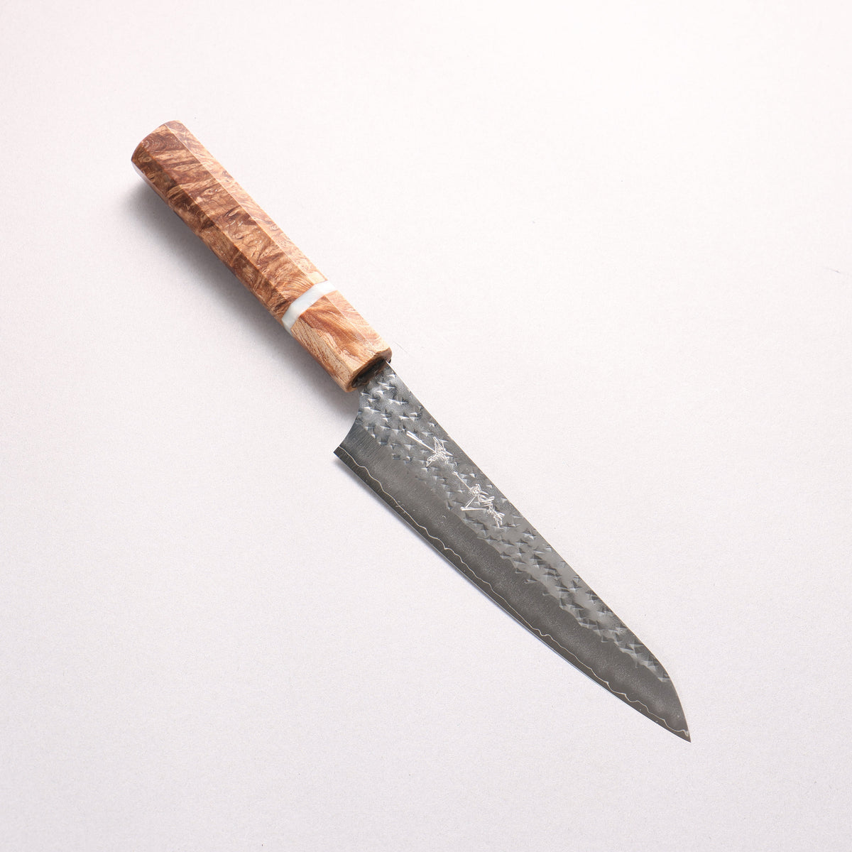 Yu Kurosaki Senko SG2 Hammered Petty-Utility 150mm Brown Stabilized Wood (White Ring) Handle