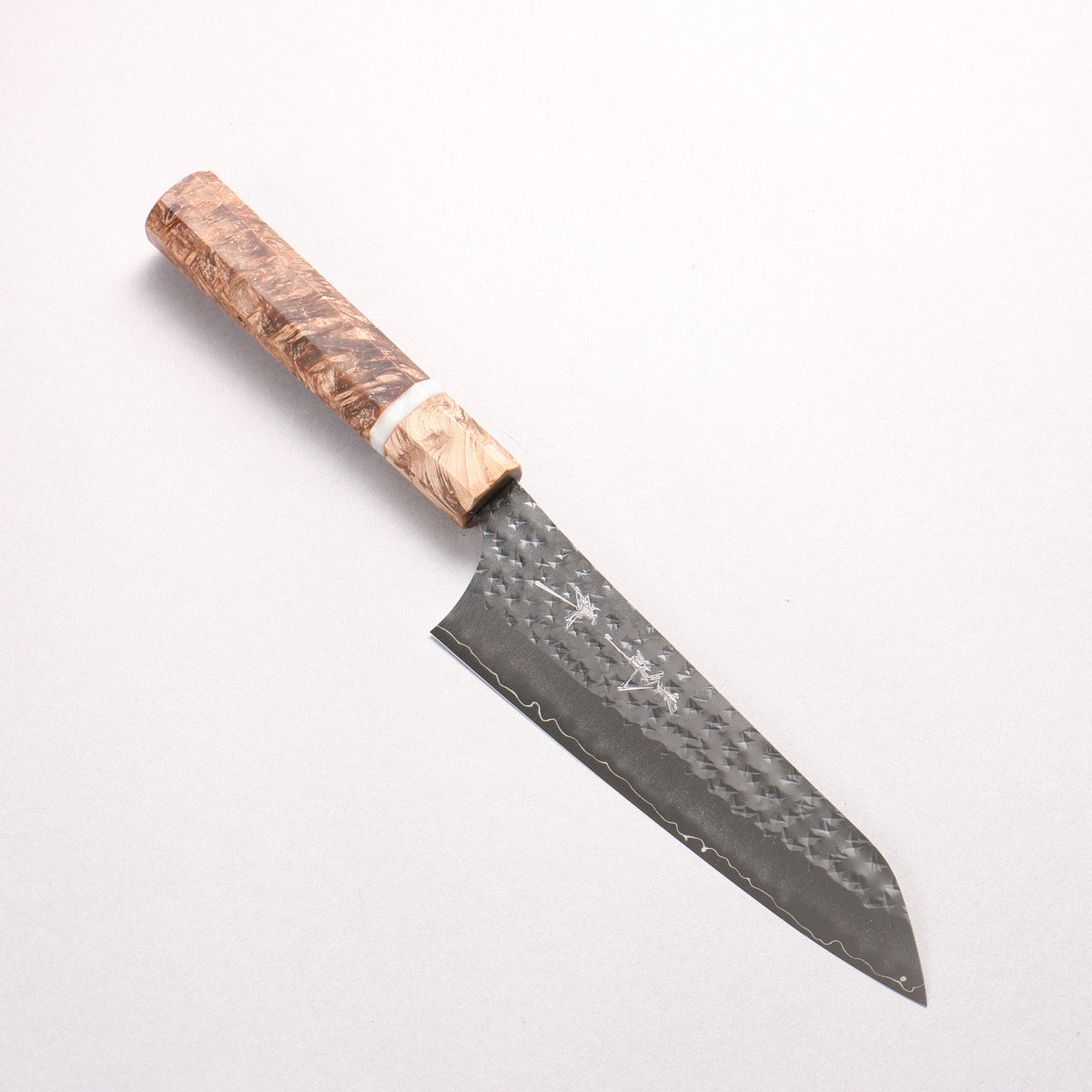 Yu Kurosaki Senko SG2 Hammered Small Bunka 150mm Brown Stabilized Wood (White Ring) Handle