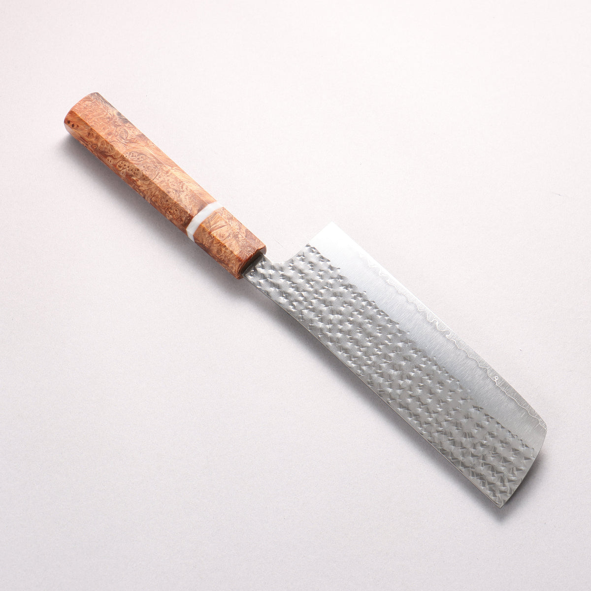 Yu Kurosaki Senko SG2 Hammered Nakiri 165mm Brown Stabilized Wood (White Ring) Handle