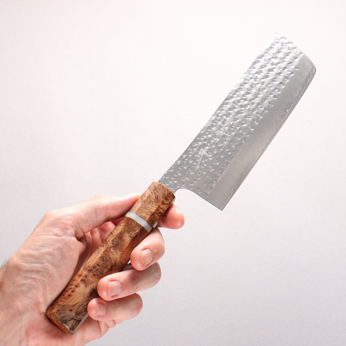 Yu Kurosaki Senko SG2 Hammered Nakiri 165mm Brown Stabilized Wood (White Ring) Handle
