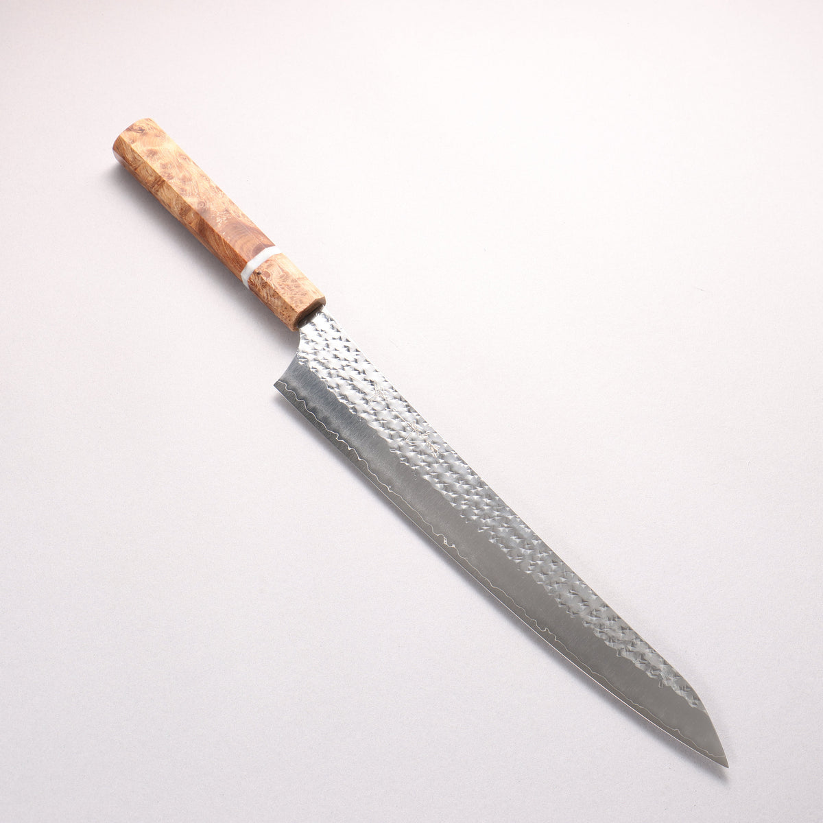 Yu Kurosaki Senko SG2 Hammered Sujihiki 270mm Brown Stabilized Wood (White Ring) Handle