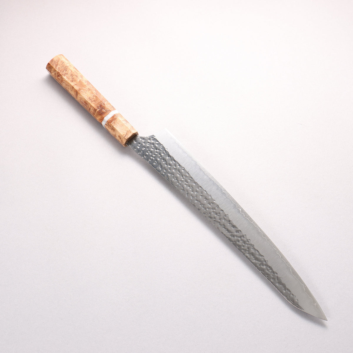Yu Kurosaki Senko SG2 Hammered Sujihiki 270mm Brown Stabilized Wood (White Ring) Handle