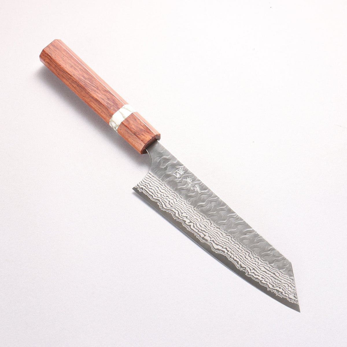 Yoshimi Kato Nami VG-XEOS Hammered Damascus Bunka 170mm Rosewood (White Turquoise Ring) Handle