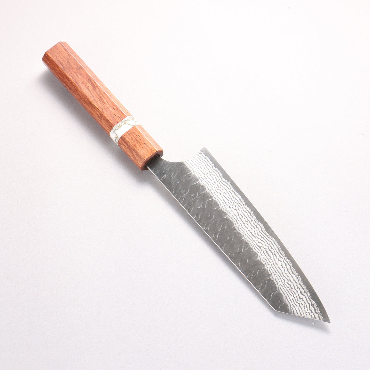 Yoshimi Kato Nami VG-XEOS Hammered Damascus Bunka 170mm Rosewood (White Turquoise Ring) Handle - Seisuke Knife