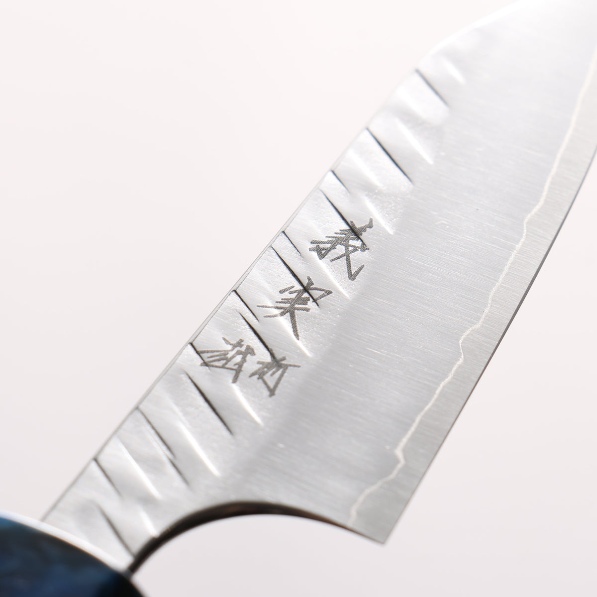 Yoshimi Kato SPG STRIX Hammered (V) Kiritsuke Paring 80mm Ebony (ferrule: Blue Marble Resin) Handle