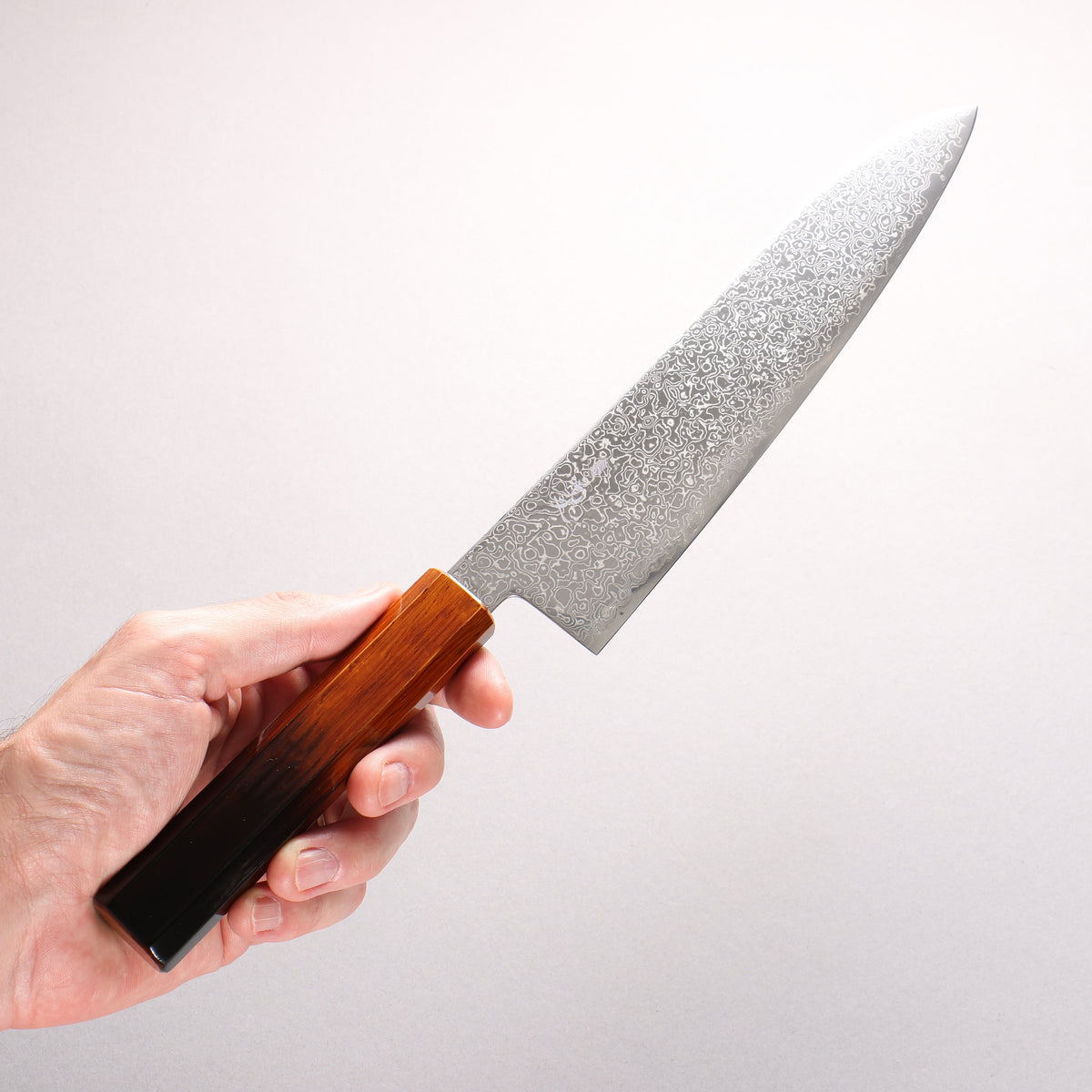Kanjyo SG2 Damascus Gyuto 210mm Burnt Wood Lacquered Handle - Seisuke Knife