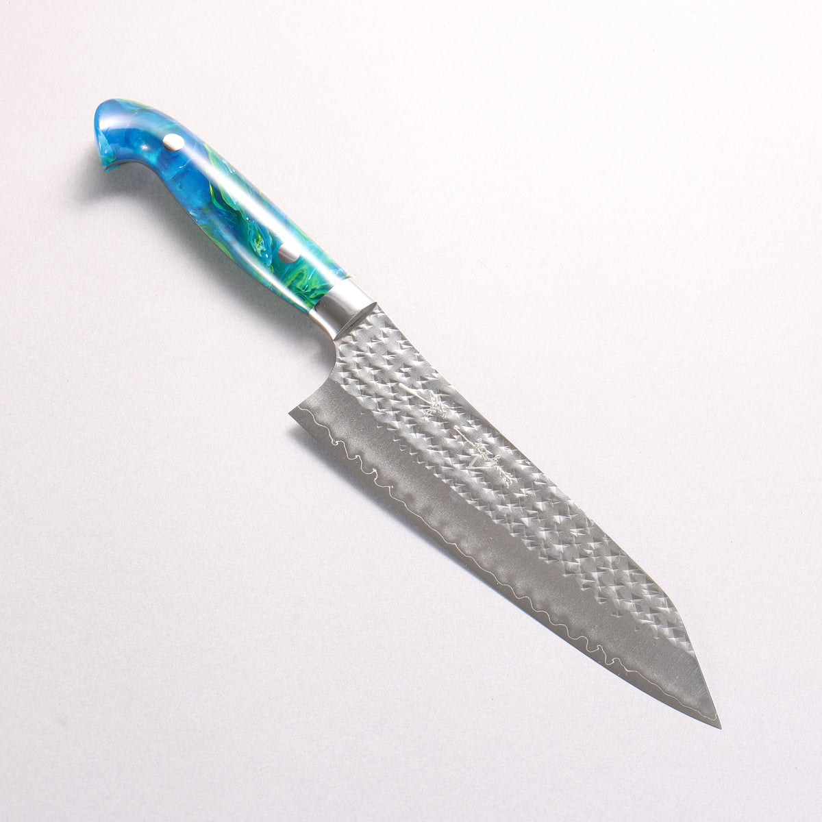 Yu Kurosaki Senko Custom SG2 Hammered Bunka 170mm Blue Green Acrylic Handle - Seisuke Knife