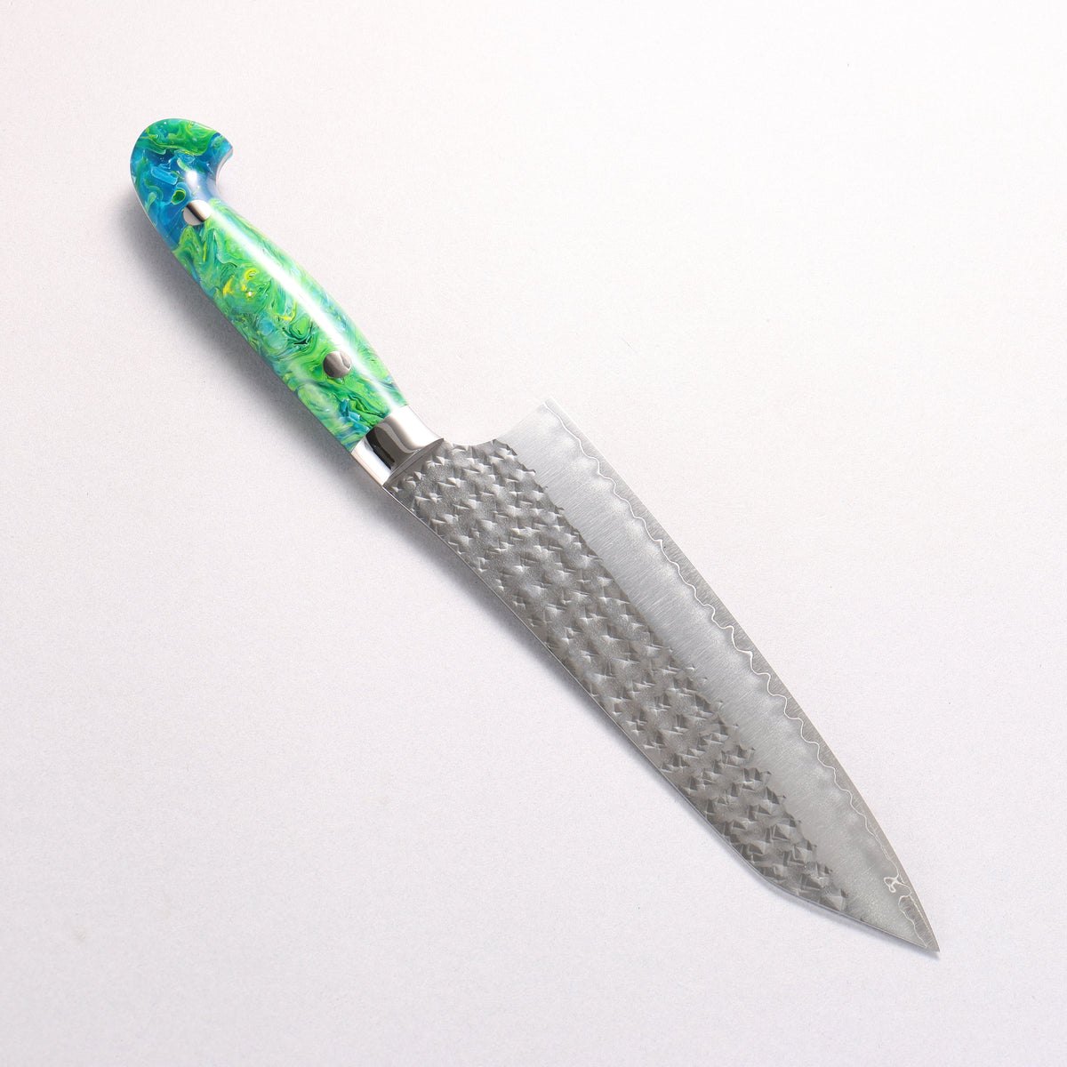 Yu Kurosaki Senko Custom SG2 Hammered Bunka 170mm Blue Green Acrylic Handle - Seisuke Knife