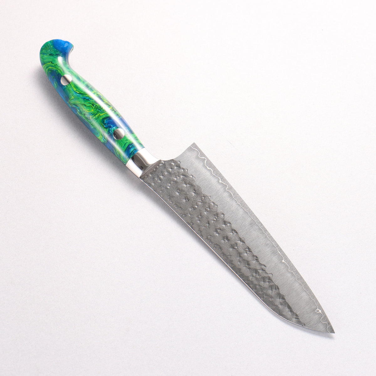 Yu Kurosaki Senko Custom SG2 Hammered Small Bunka 150mm Blue Green Acrylic Handle - Seisuke Knife