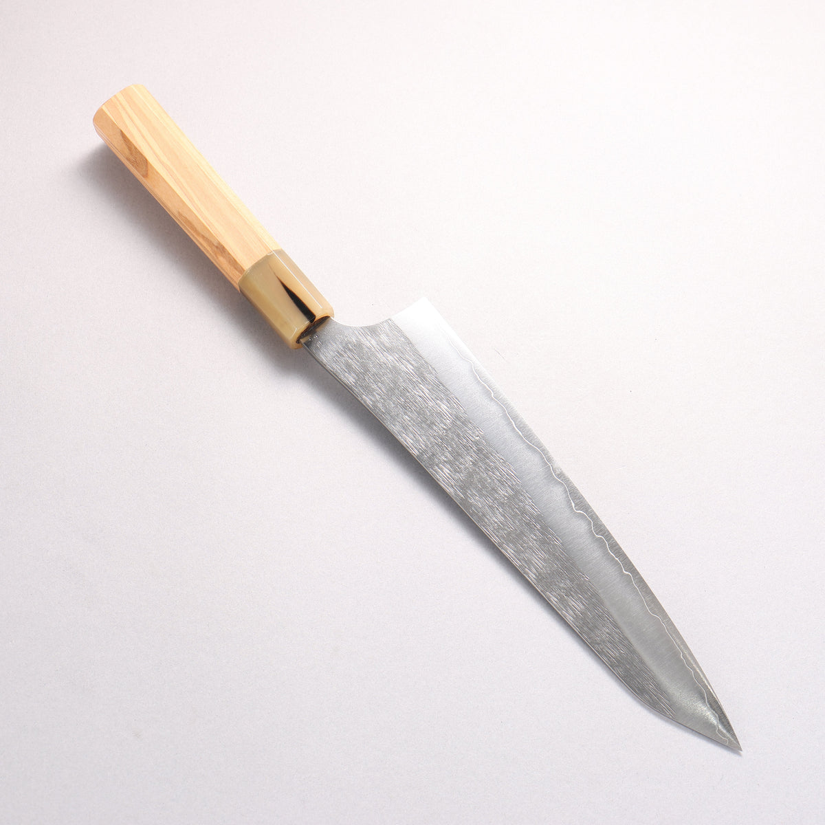 Yu Kurosaki Suiren Silver Steel No.3 Hammered Gyuto 210mm Olive Tree (ferrule: White Water Buffalo Horn) Handle - Seisuke Knife