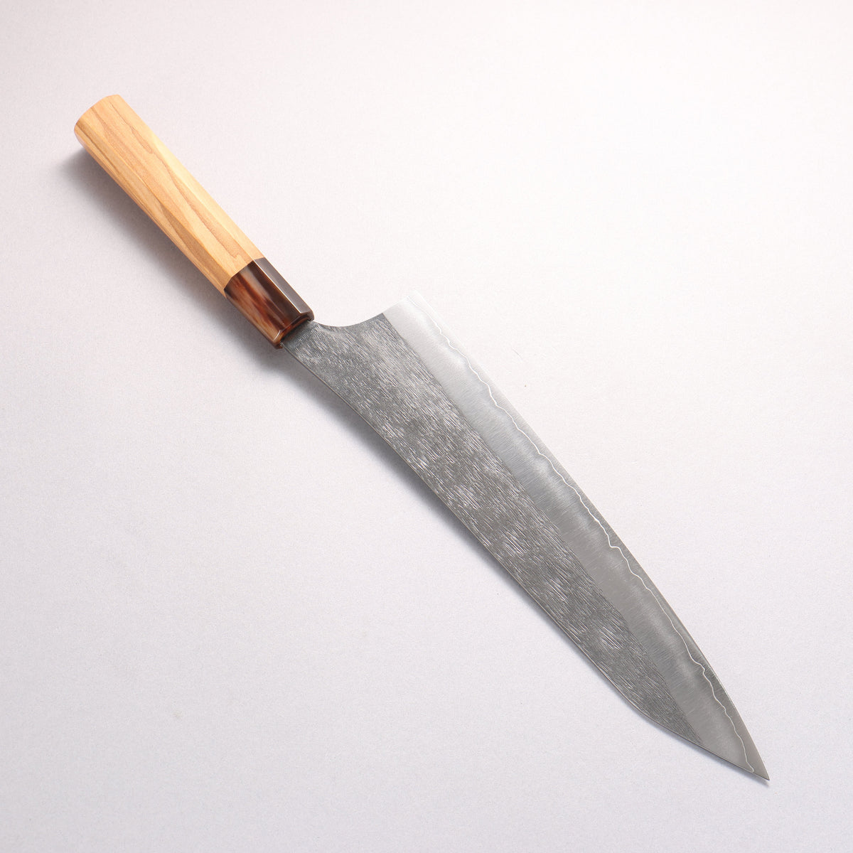 Yu Kurosaki Suiren Silver Steel No.3 Hammered Gyuto 240mm Olive Tree (ferrule: White Water Buffalo Horn) Handle - Seisuke Knife