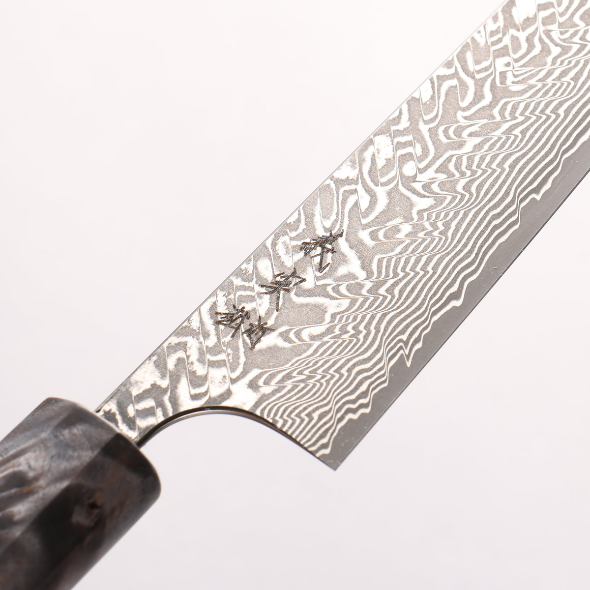 Yoshimi Kato SG2 Black Damascus Small Bunka 130mm Black Stabilized Wood and Emerald Green Resin Handle