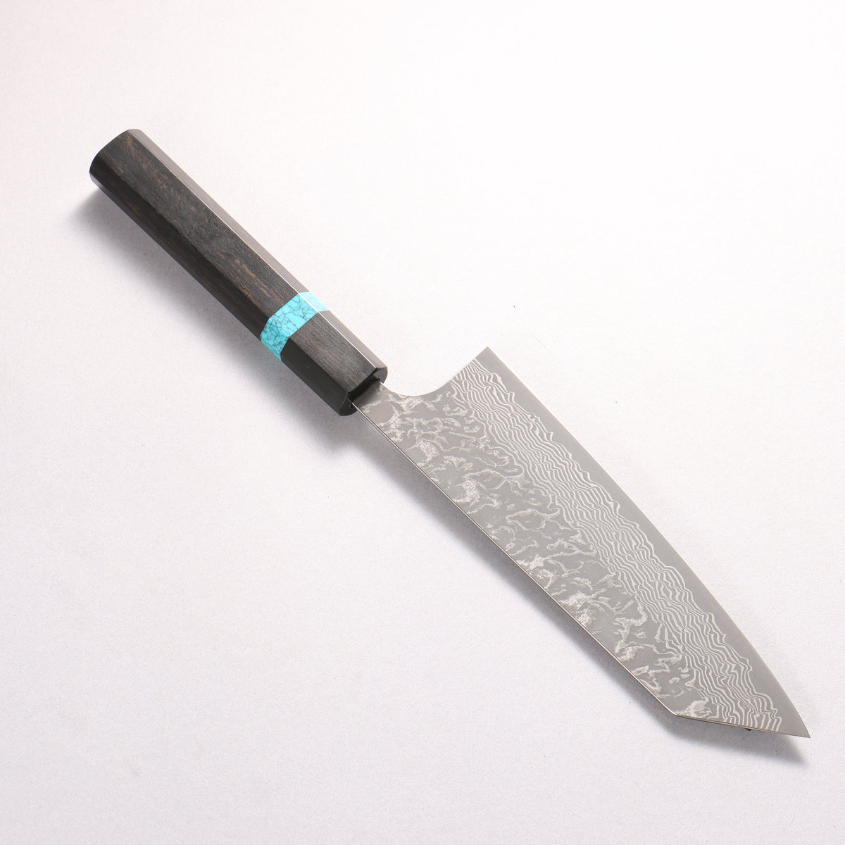 Yoshimi Kato VG10 Black Damascus Bunka 170mm Ebony Wood(With Turquoise Ring) Handle