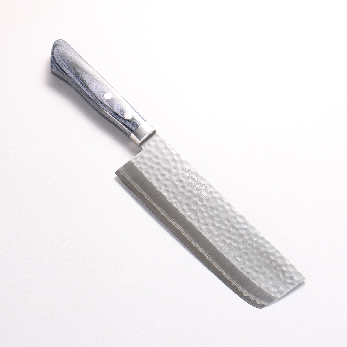 Kunihira Kokuryu VG10 Hammered Damascus Nakiri 165mm Navy blue Pakka wood Handle