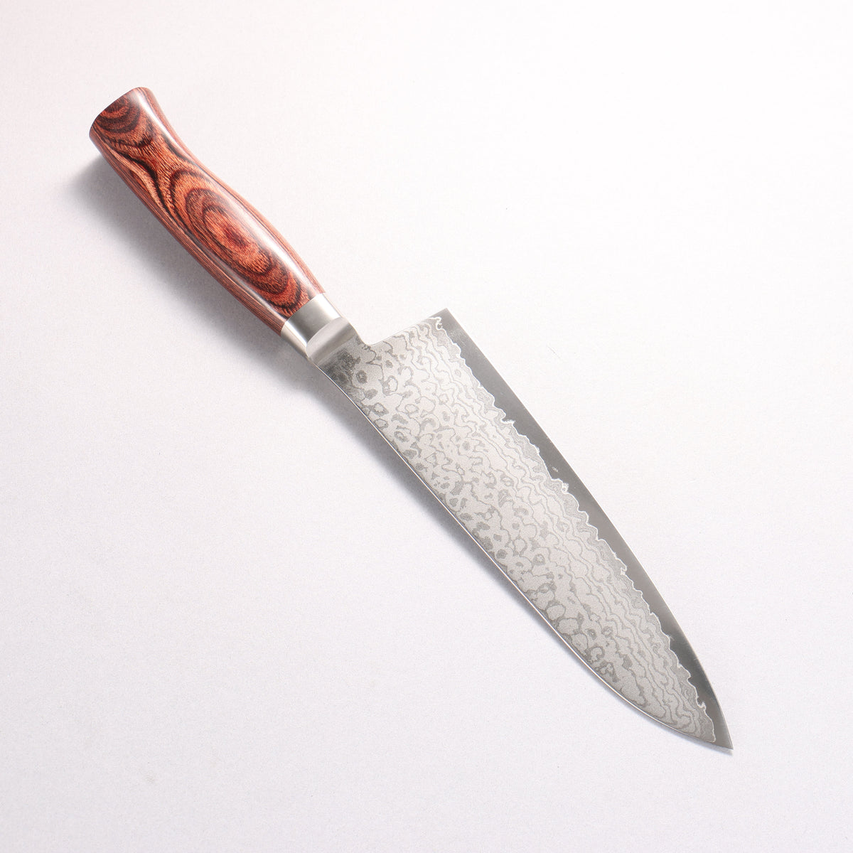 Sakai Kikumori VG10 17 Layer Damascus Santoku 180mm Red Pakka wood Handle