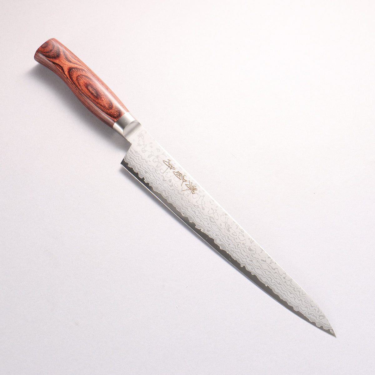 Sakai Kikumori VG10 17 Layer Damascus Sujihiki 240mm Red Pakka wood Handle