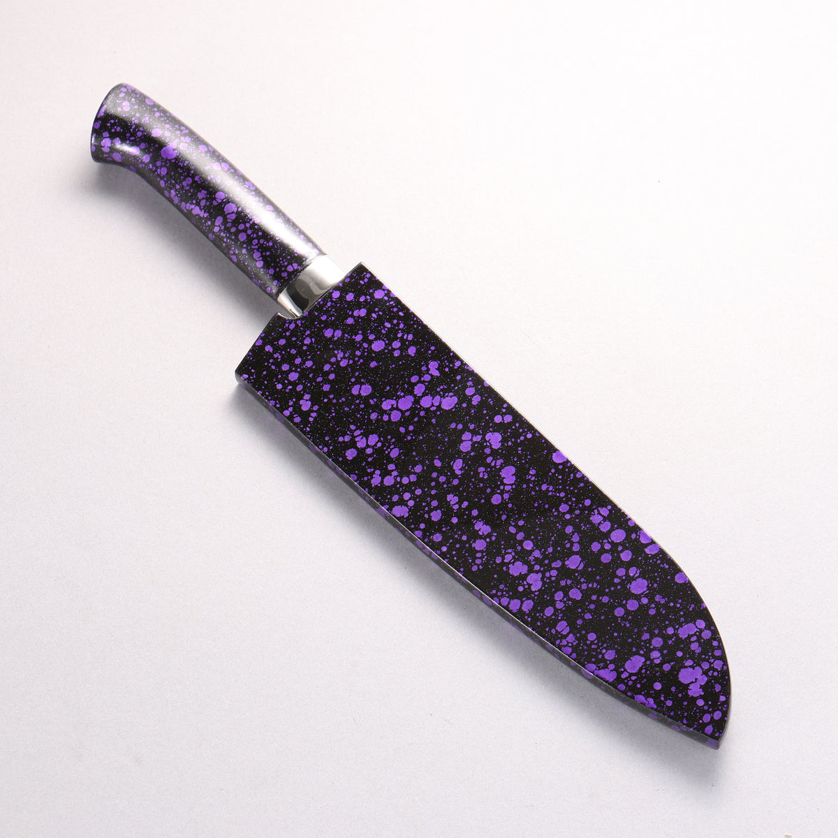 Takeshi Saji SPG STRIX Damascus Bunka 180mm Black and Purple Urethane Coating Handle with Sheath