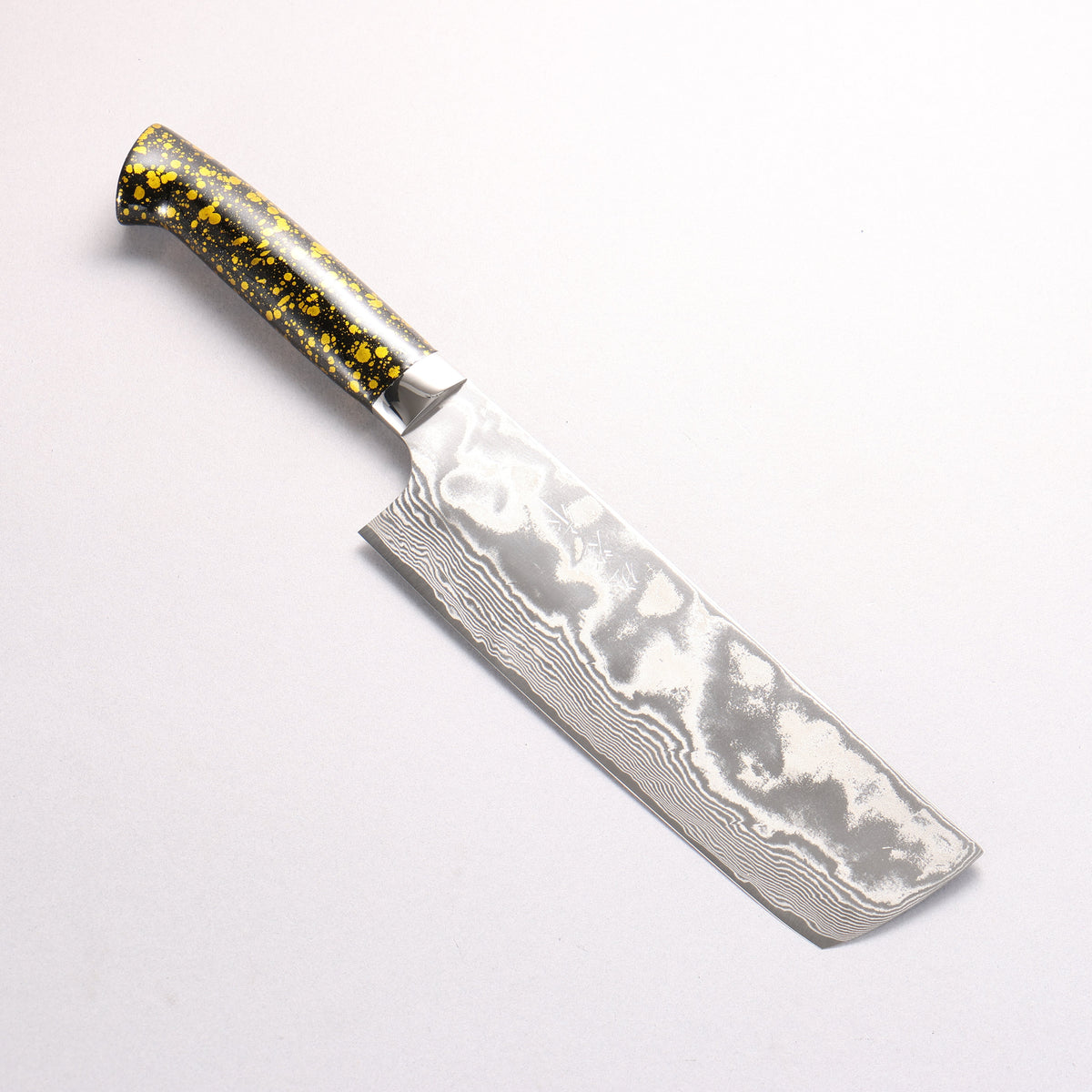 Takeshi Saji SPG STRIX Damascus Nakiri 165mm Black and Yellow Urethane Coating Handle with Sheath