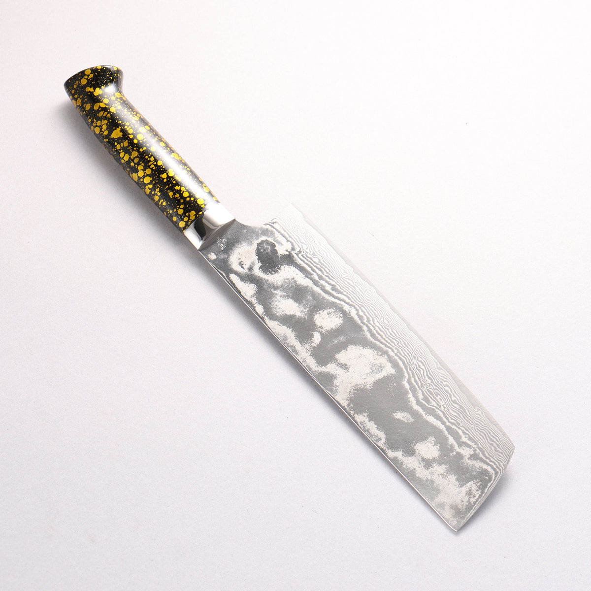 Takeshi Saji SPG STRIX Damascus Nakiri 165mm Black and Yellow Urethane Coating Handle with Sheath