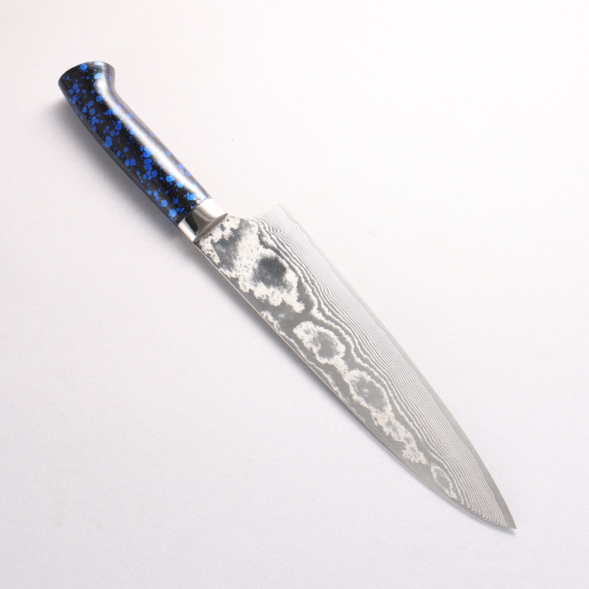 Takeshi Saji SPG STRIX Damascus Gyuto 210mm Black and Blue Urethane Coating Handle with Sheath