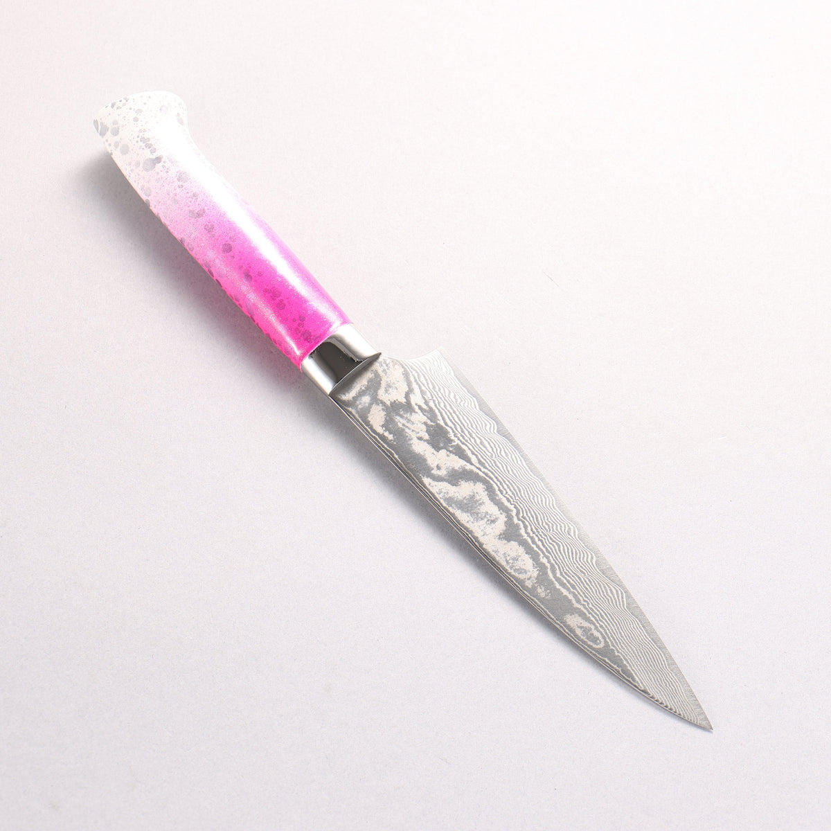 Takeshi Saji SPG STRIX Damascus Petty-Utility 130mm White and Pink Urethane Coating Handle with Sheath